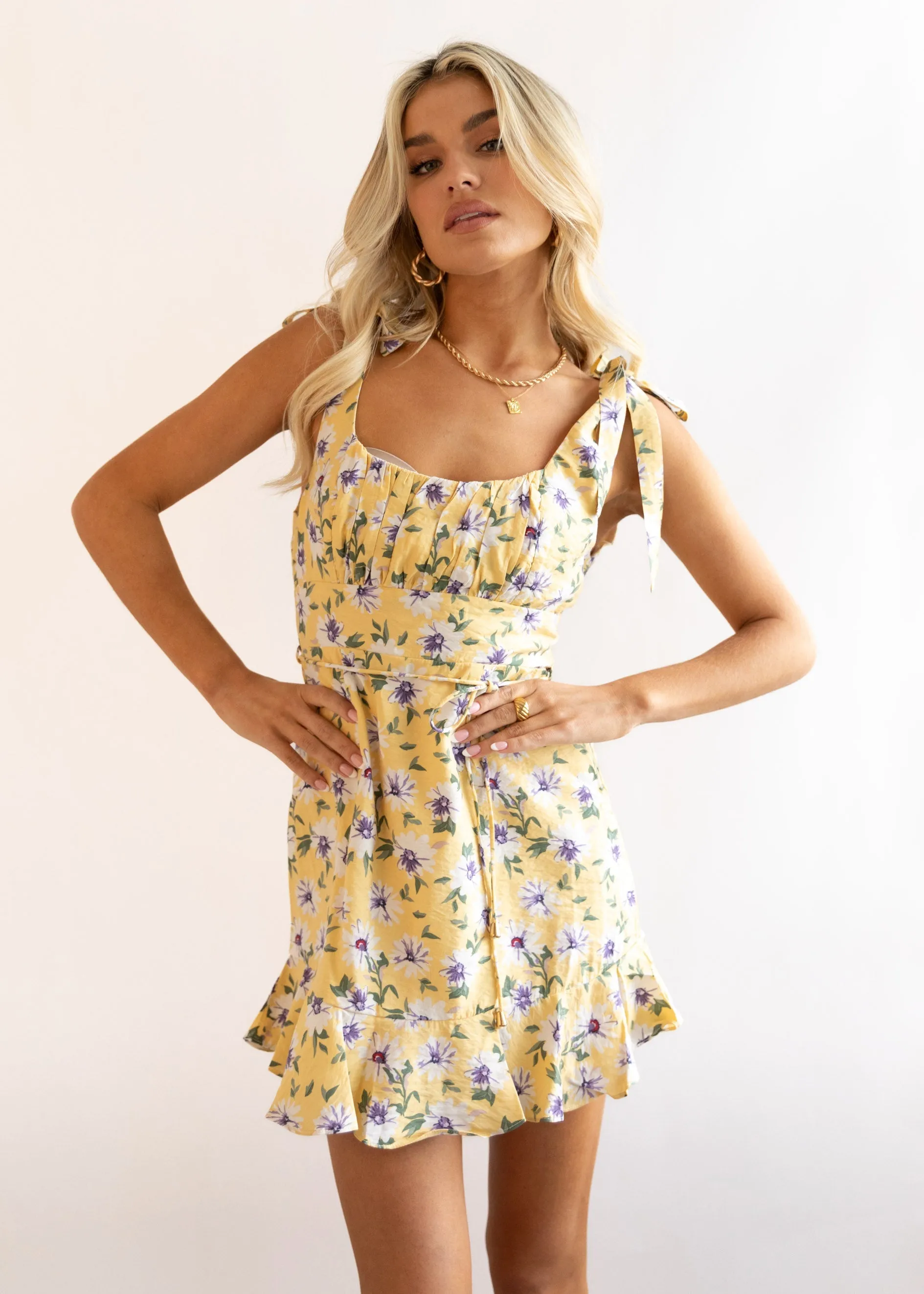 Chrissa Mini Dress - Lemon Flowers sold by Gingham & Heels product image thumbnail 3