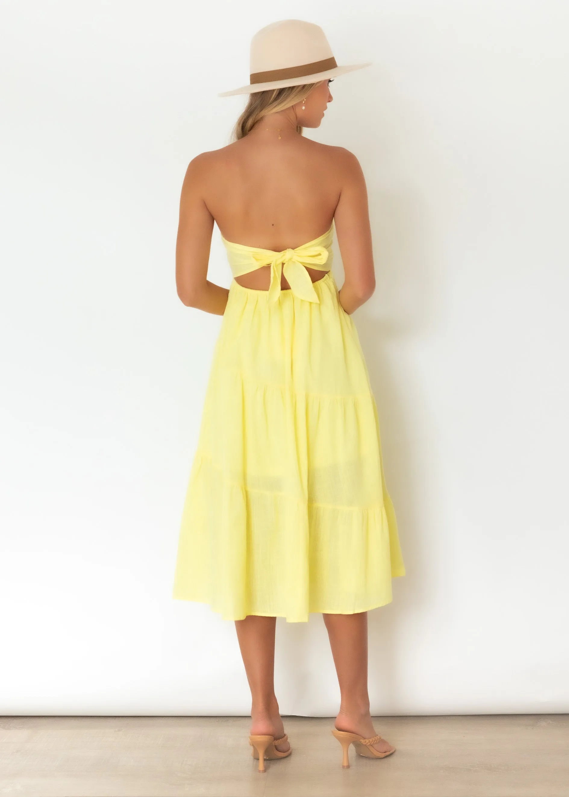 Salome Strapless Maxi Dress - Lemon sold by Gingham & Heels product image thumbnail 5