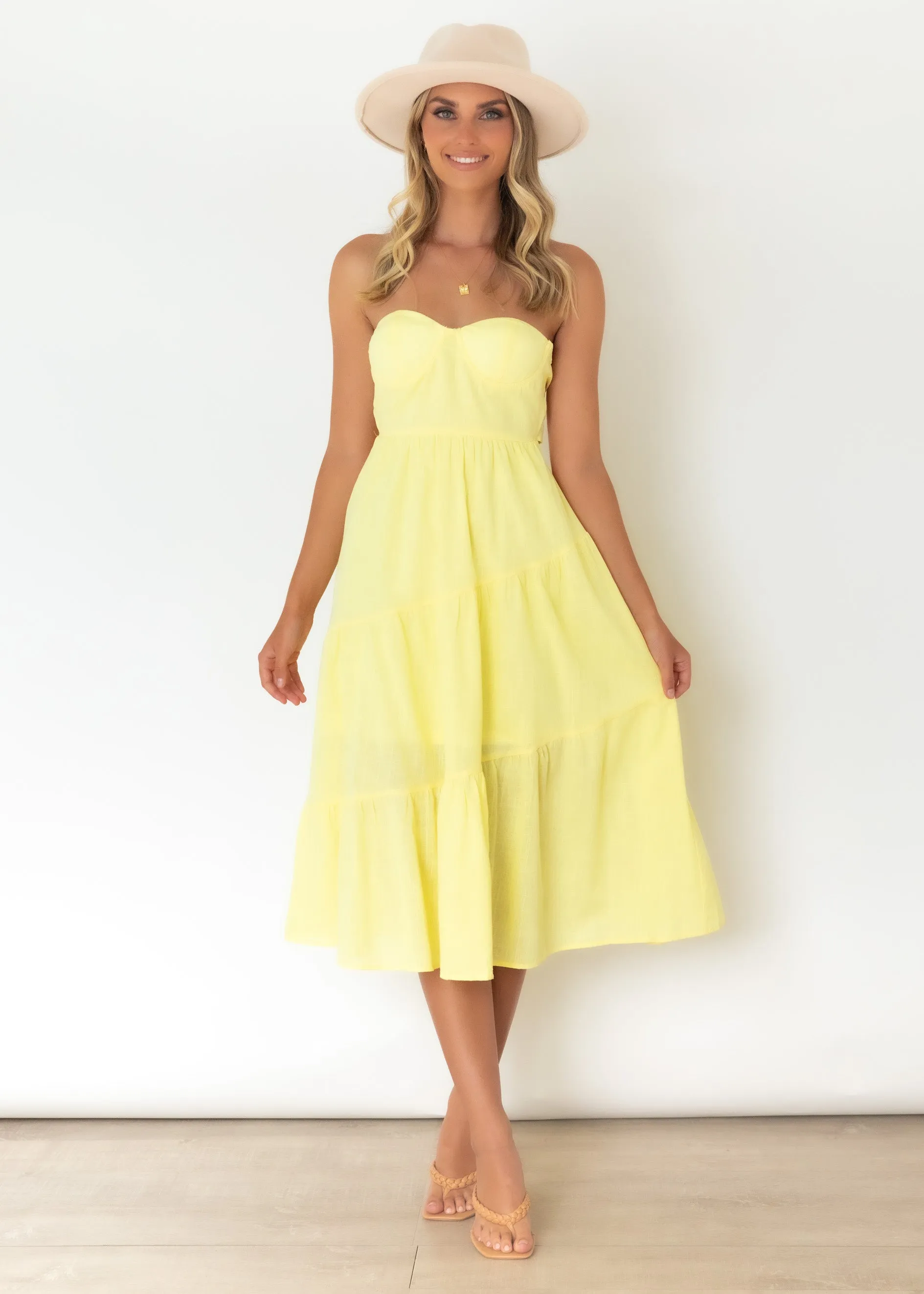 Salome Strapless Maxi Dress - Lemon sold by Gingham & Heels product image thumbnail 2