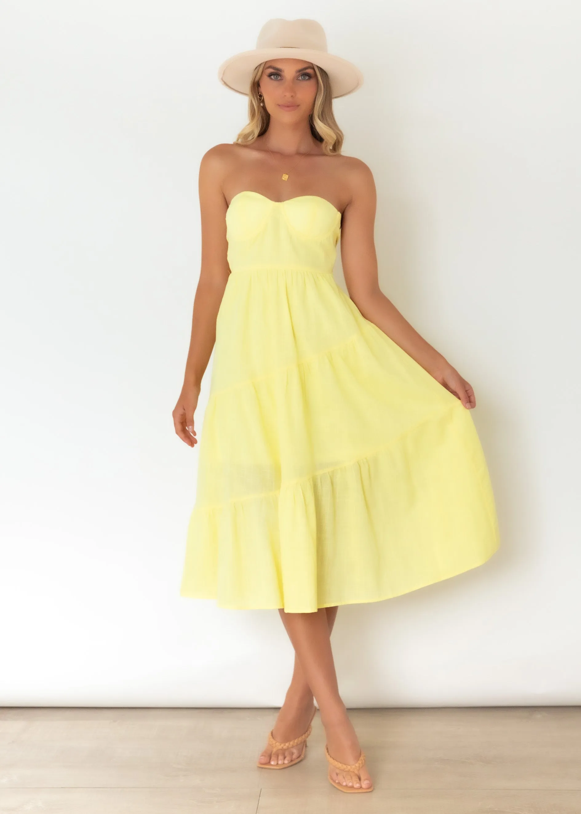 Salome Strapless Maxi Dress - Lemon sold by Gingham & Heels product image thumbnail 3