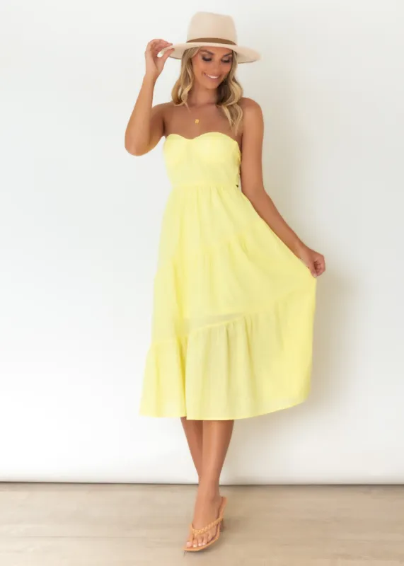 Salome Strapless Maxi Dress - Lemon sold by Gingham & Heels