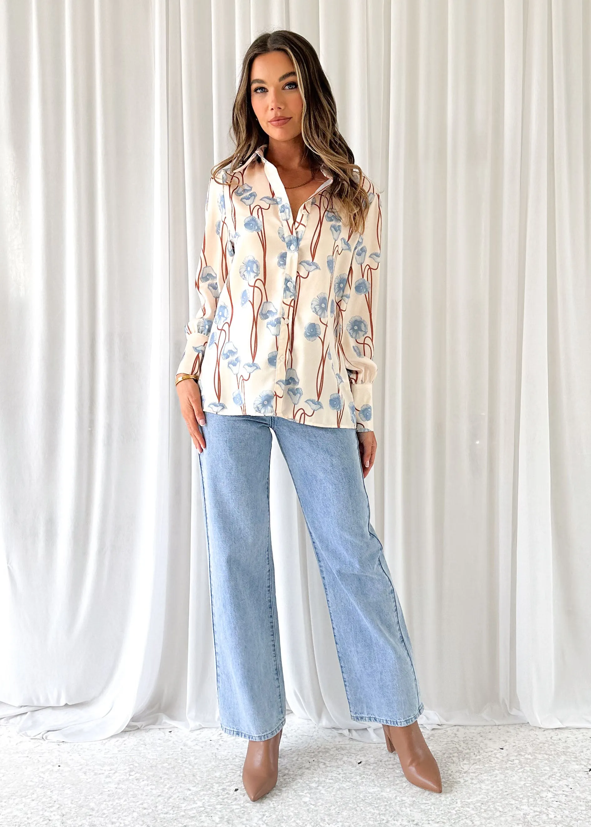 Daphney Shirt - Blue Poppy sold by Gingham & Heels product image thumbnail 4