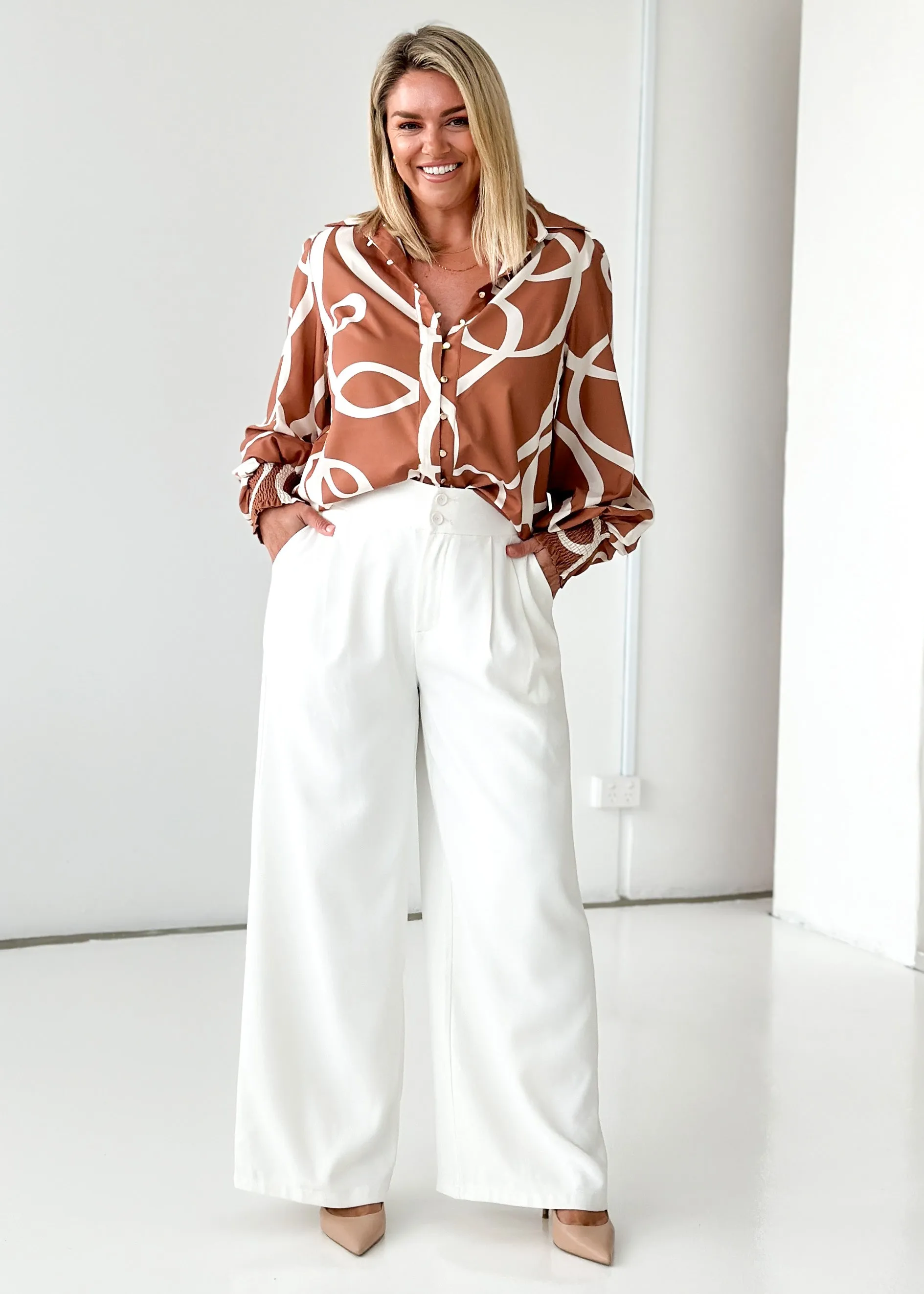 Kaylen Shirt - Caramel Ribbon sold by Gingham & Heels product image thumbnail 4