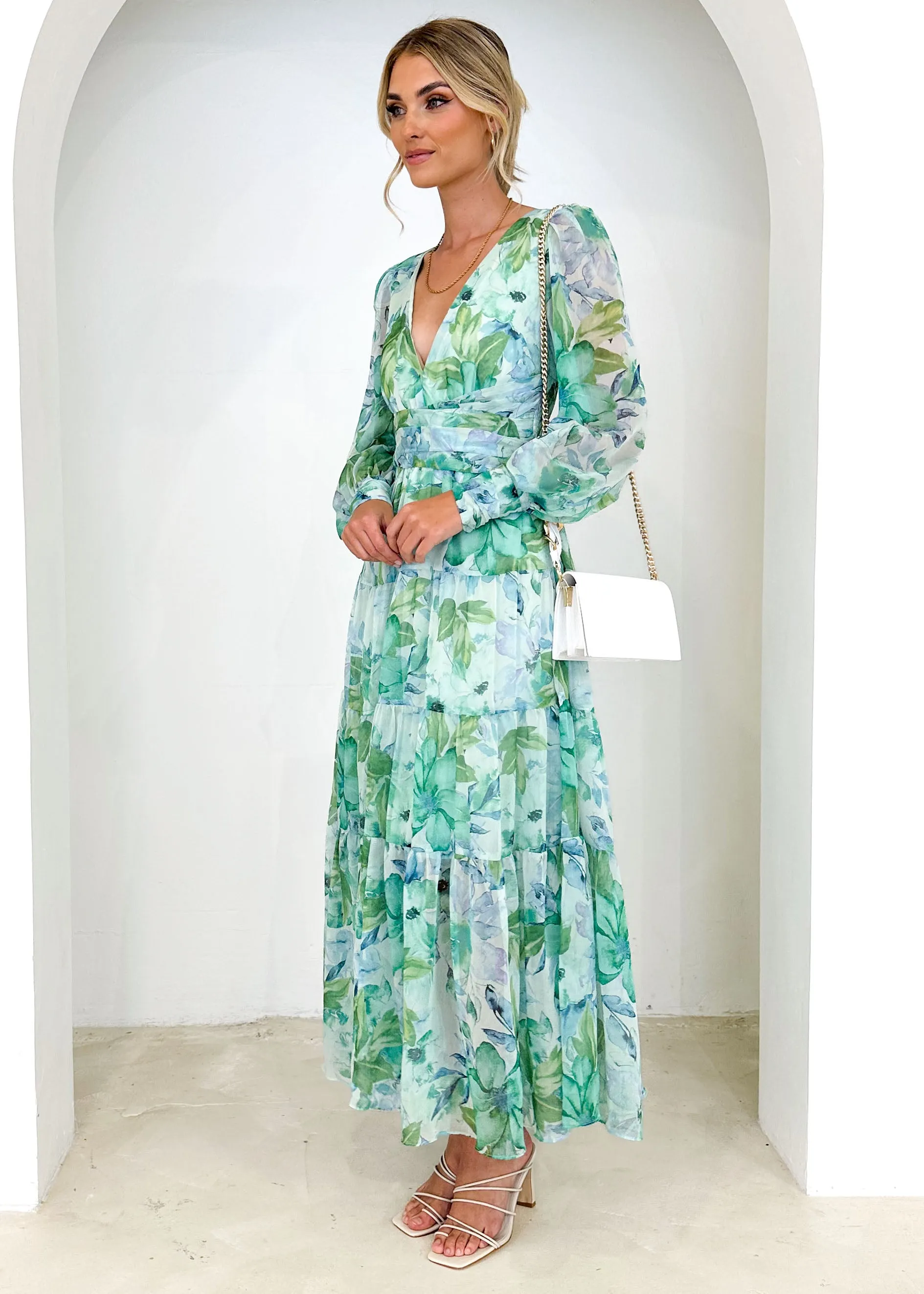 Kamellia Maxi Dress - Mint Floral sold by Gingham & Heels product image thumbnail 4