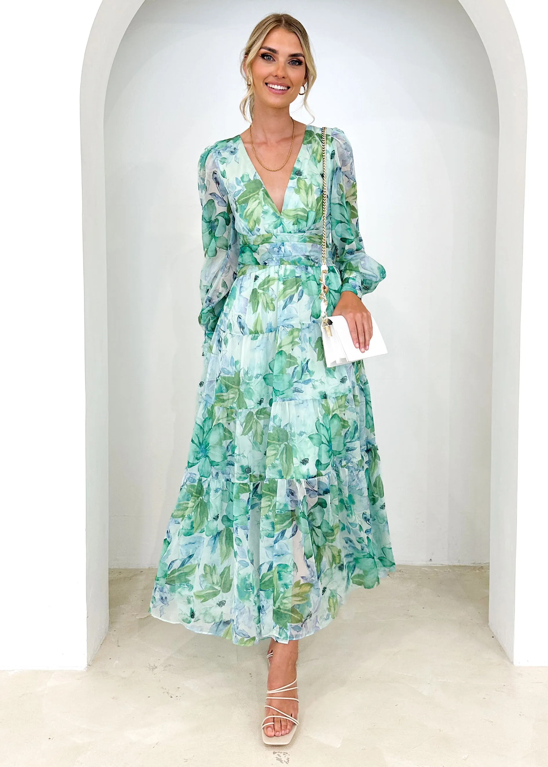 Kamellia Maxi Dress - Mint Floral sold by Gingham & Heels product image thumbnail 3