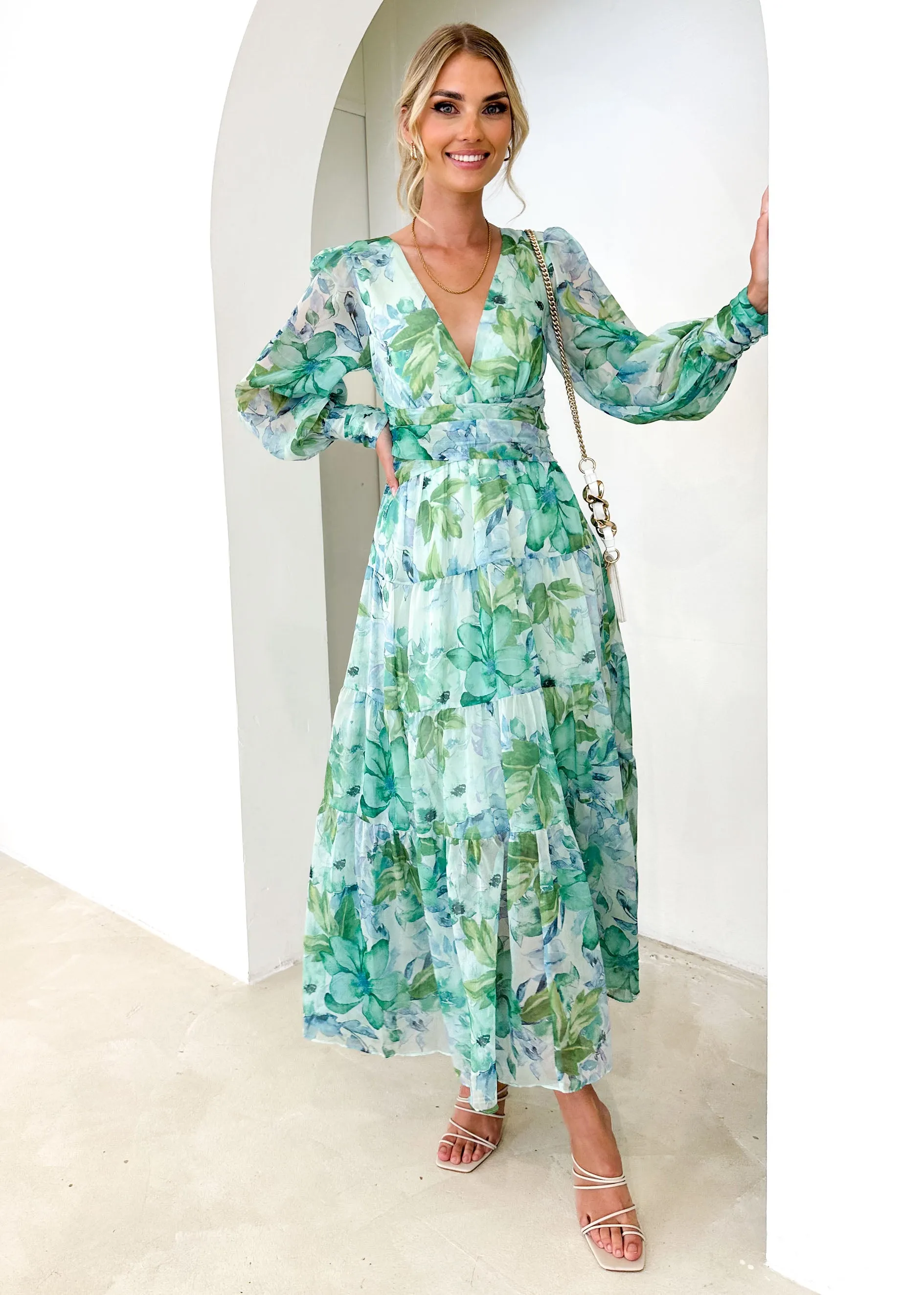 Kamellia Maxi Dress - Mint Floral sold by Gingham & Heels product image thumbnail 2