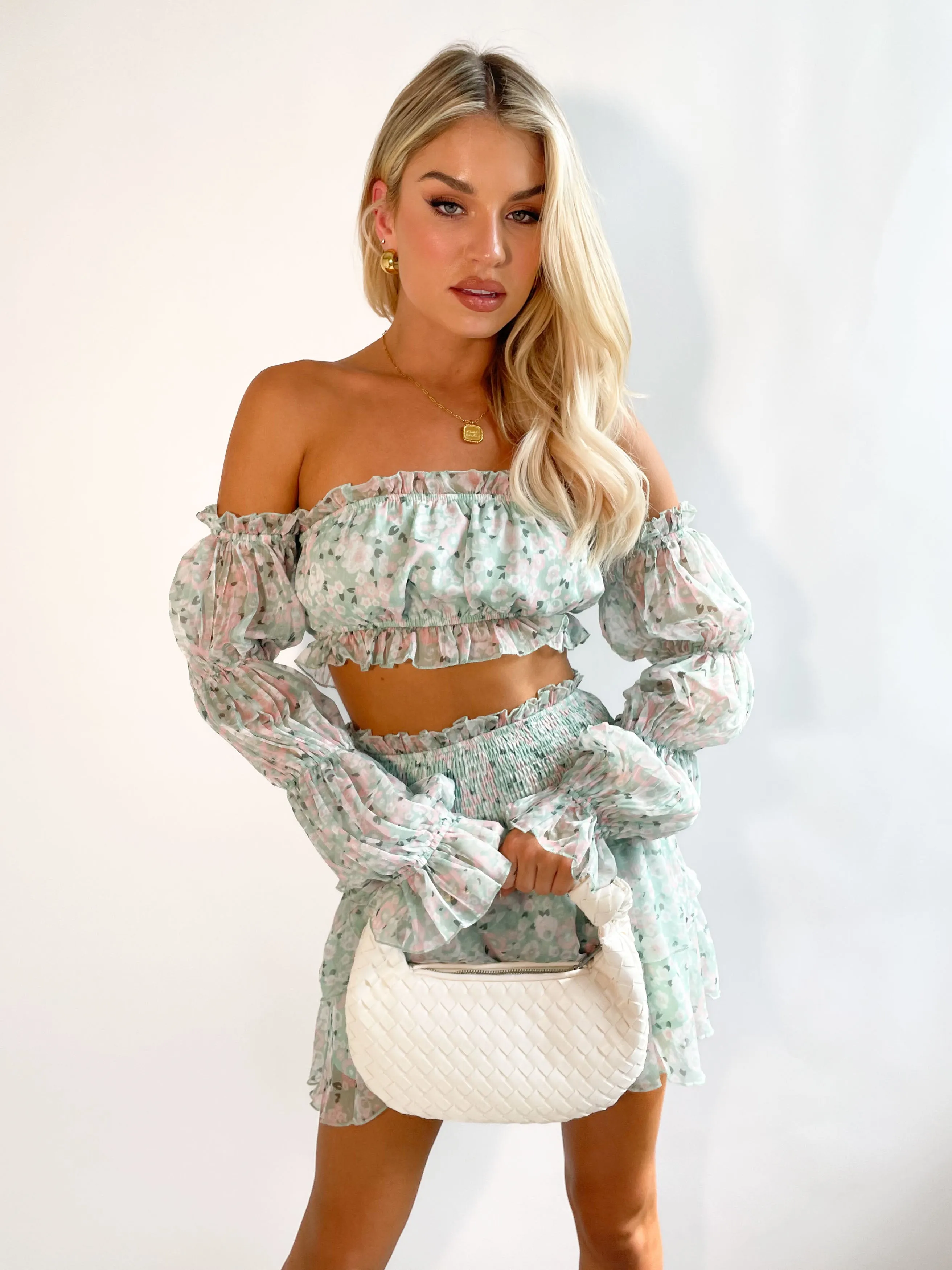 Take a Moment Skirt - Mint Garden sold by Gingham & Heels product image thumbnail 2