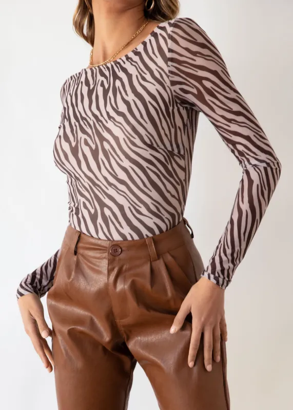 Different City Bodysuit - Tan Tiger sold by Gingham & Heels