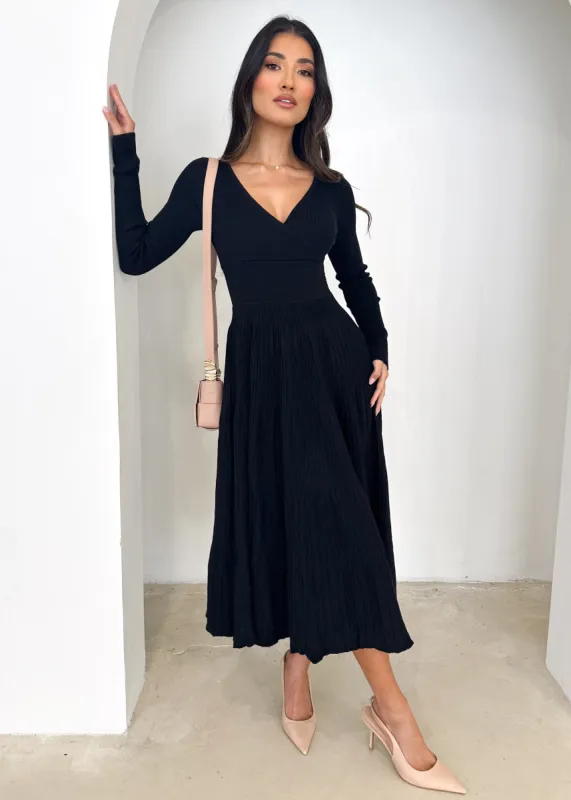 Alise Knit Midi Dress - Black sold by Gingham & Heels
