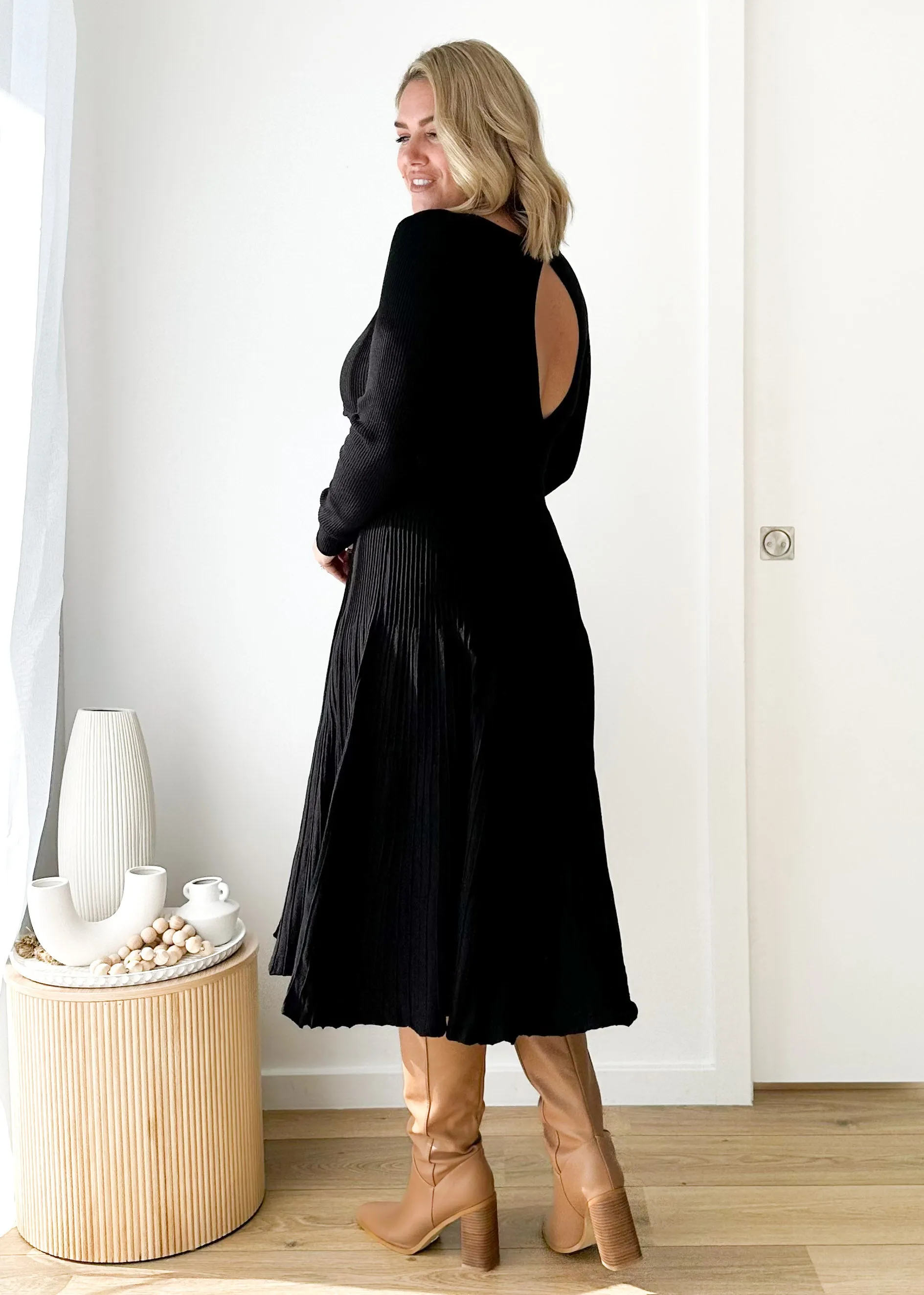 Alise Knit Midi Dress - Black sold by Gingham & Heels product image thumbnail 4