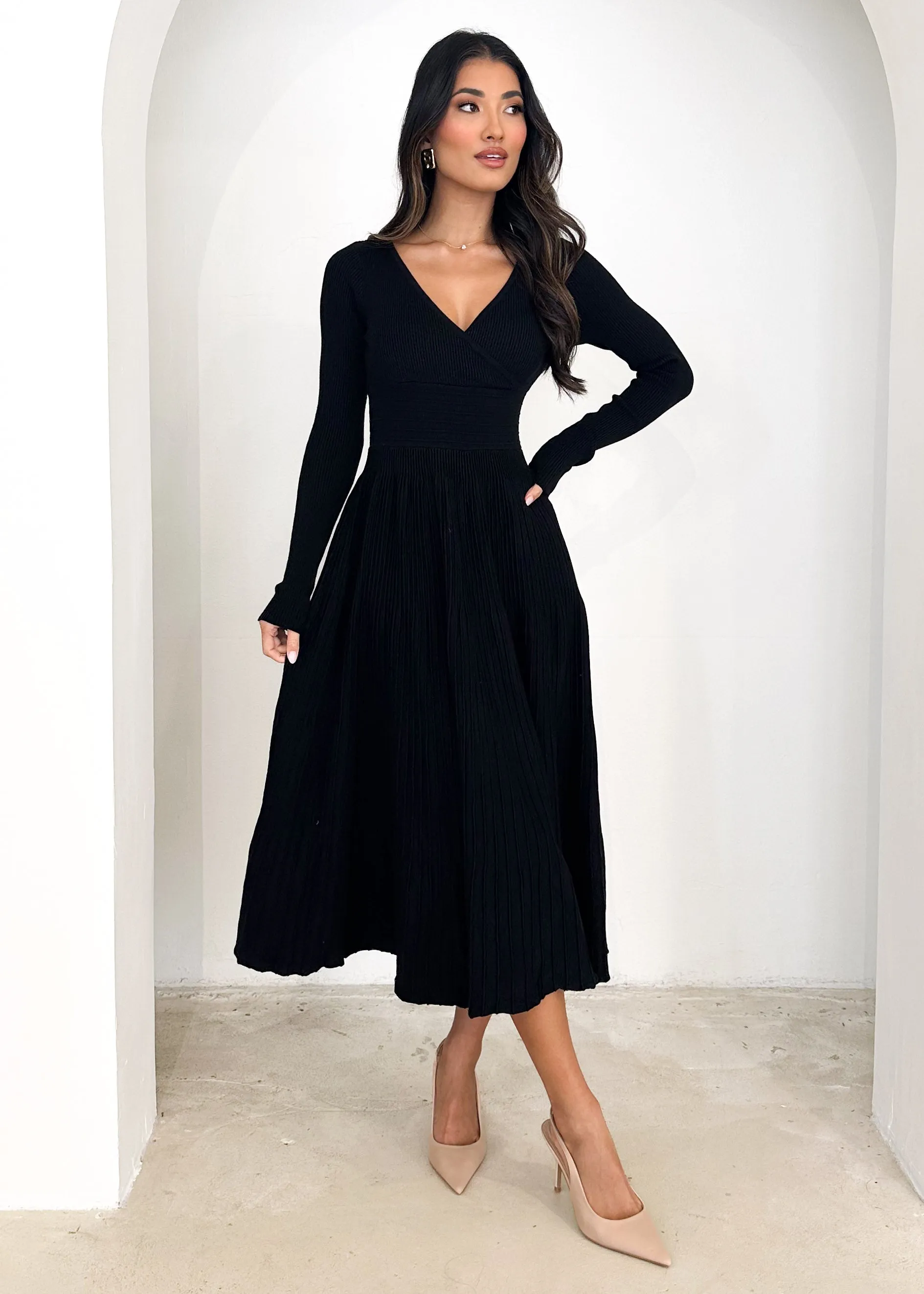 Alise Knit Midi Dress - Black sold by Gingham & Heels product image thumbnail 5