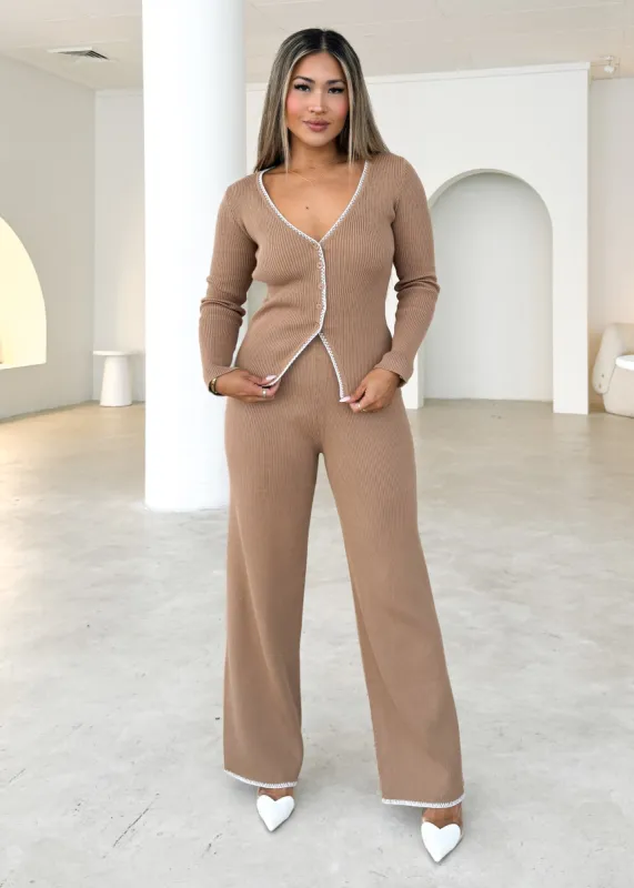 Kelosa Knit Pants - Taupe sold by Gingham & Heels