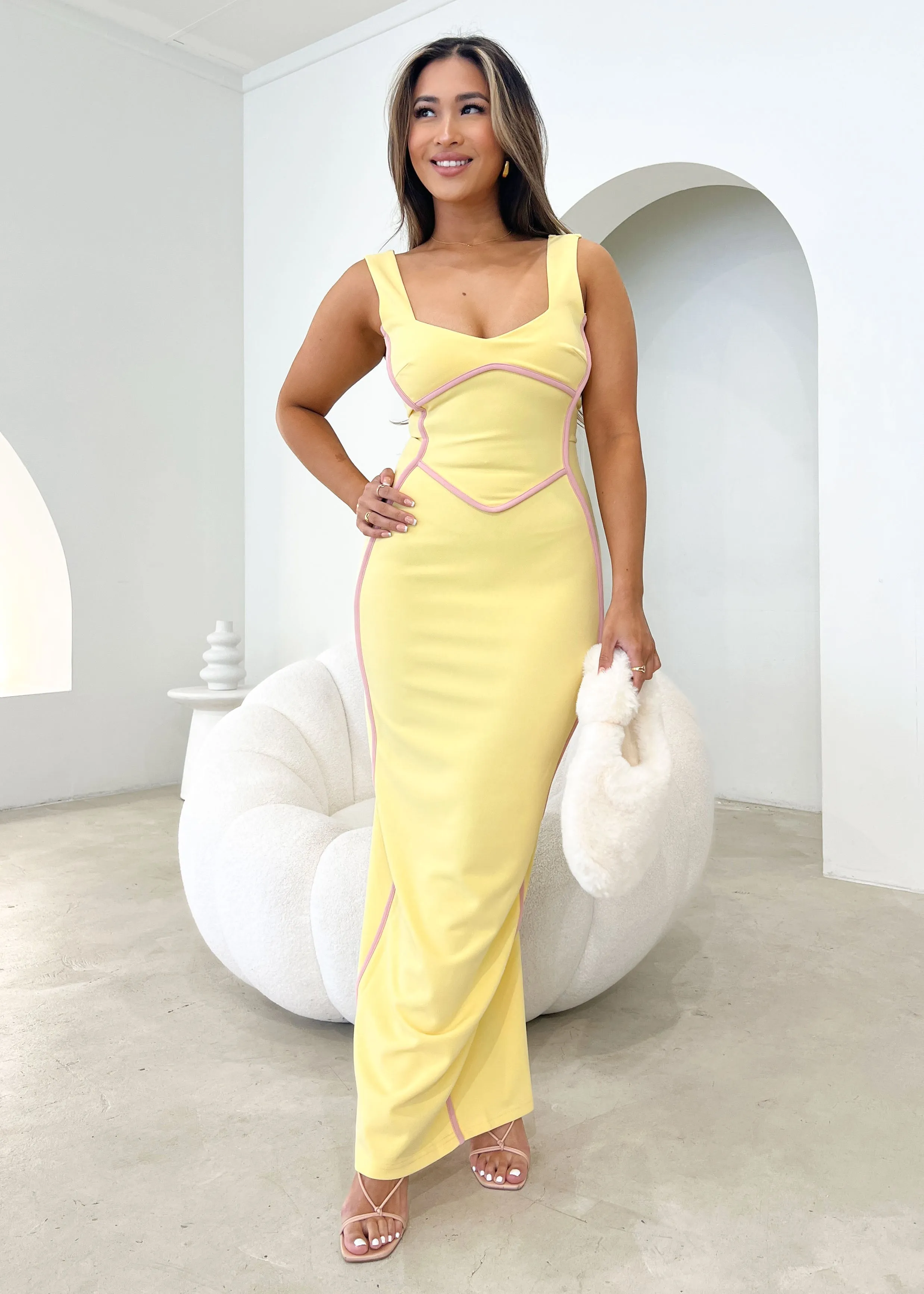 Cherry Maxi Dress - Lemon sold by Gingham & Heels