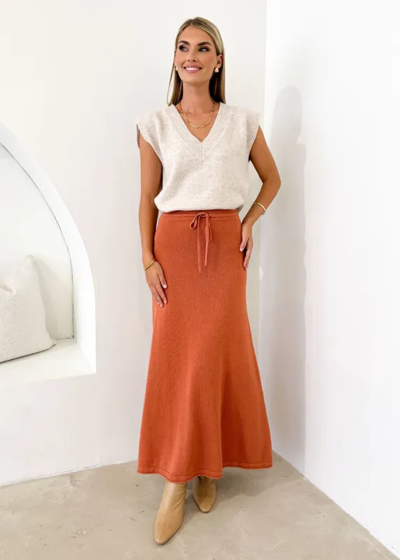 Emerson Knit Maxi Skirt - Cinnamon sold by Gingham & Heels