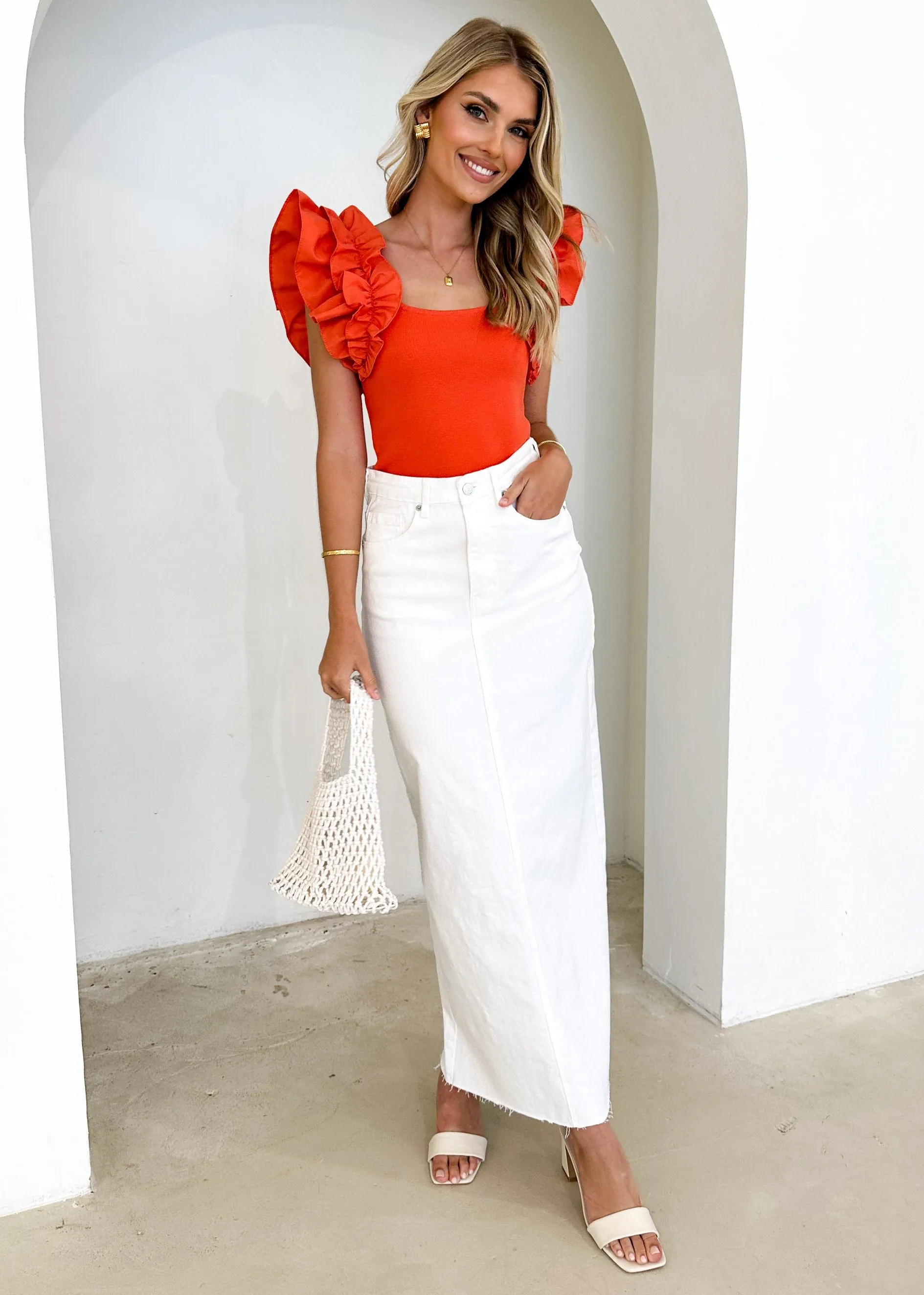 Telana Knit Top - Tangerine sold by Gingham & Heels product image thumbnail 2