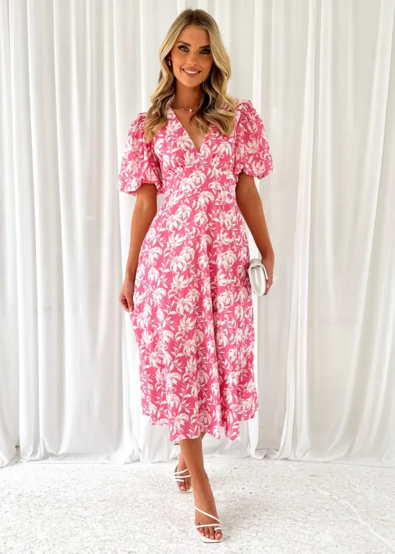 Paver Midi Dress - Pink Floral sold by Gingham & Heels