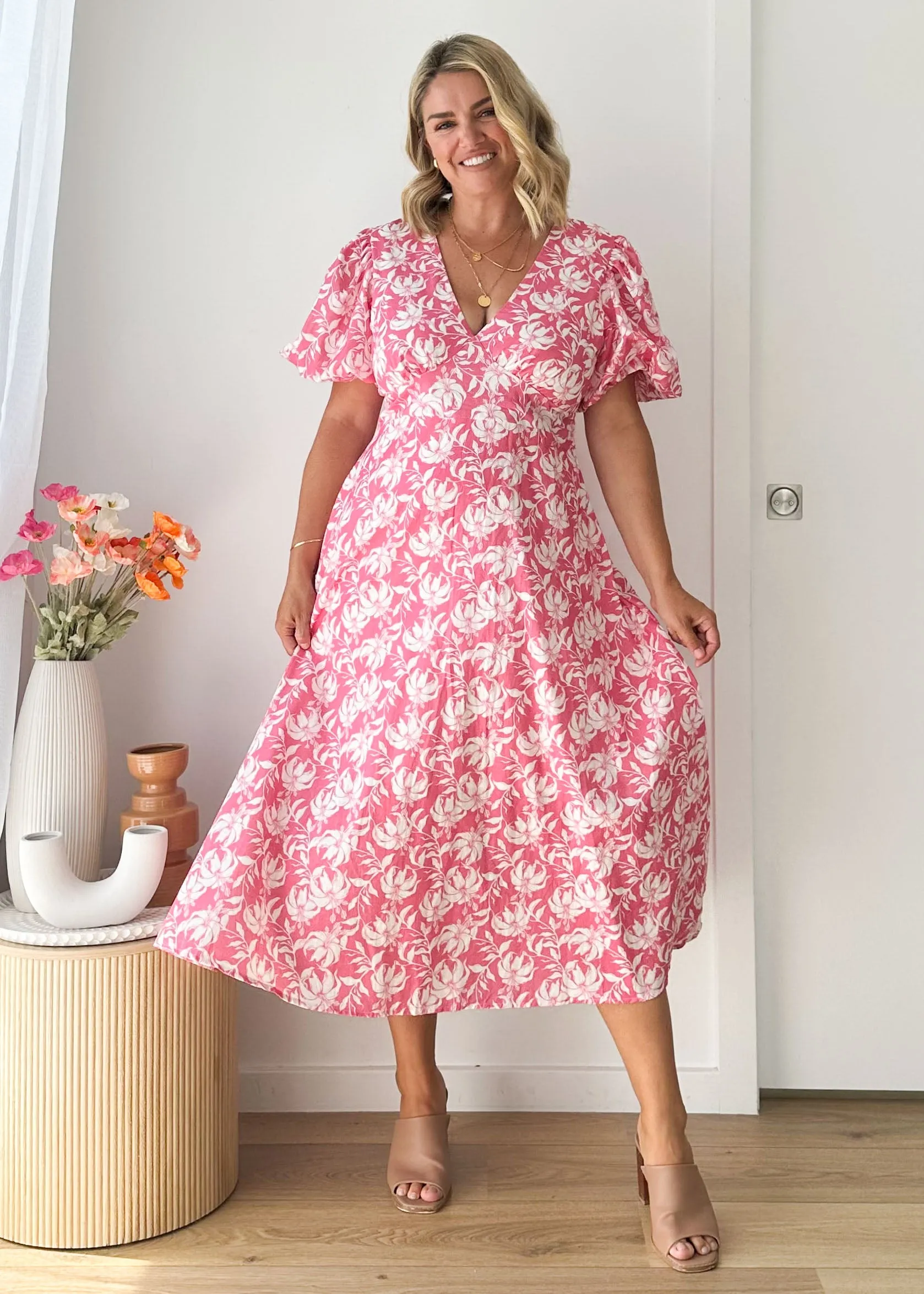 Paver Midi Dress - Pink Floral sold by Gingham & Heels product image thumbnail 2