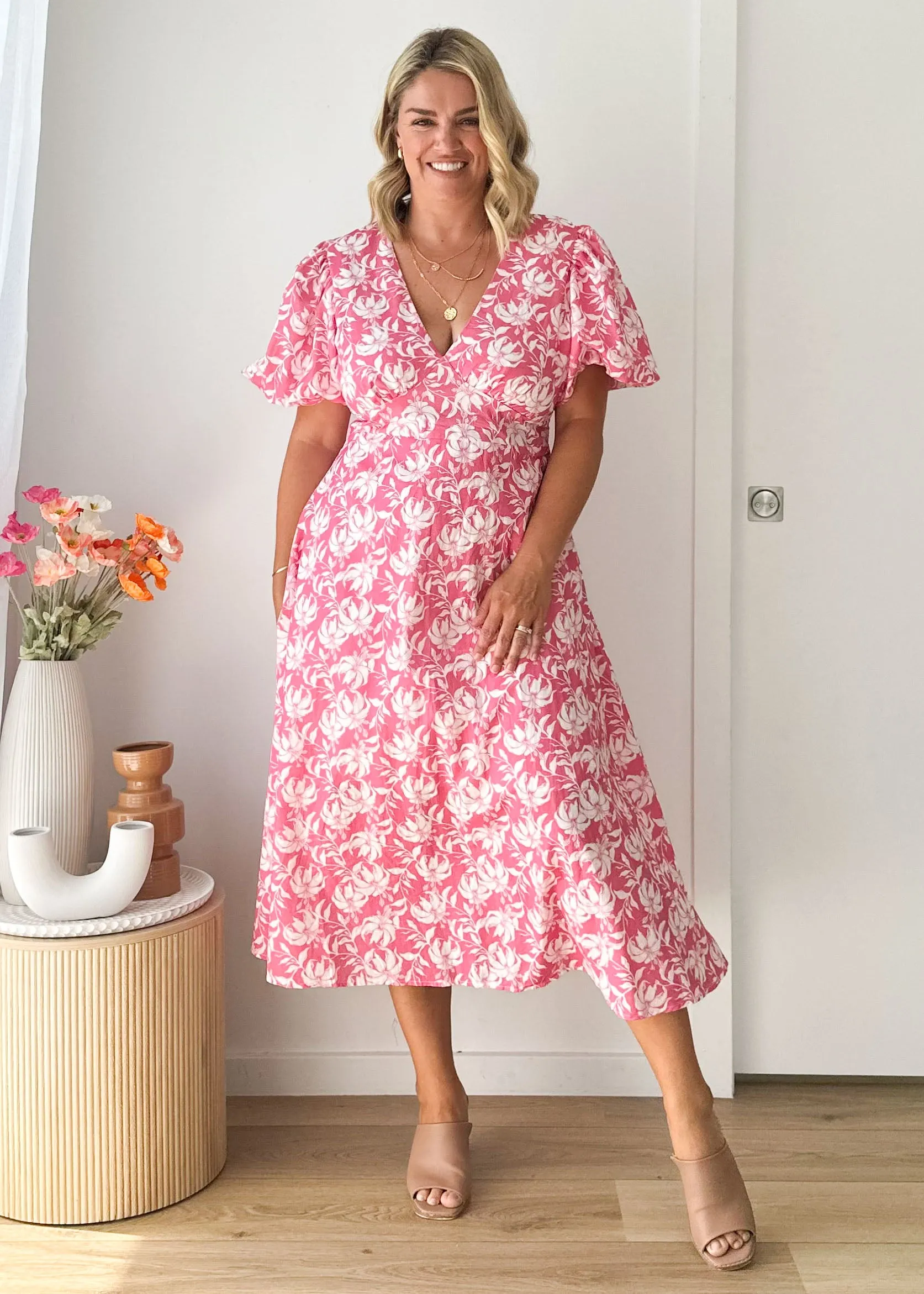 Paver Midi Dress - Pink Floral sold by Gingham & Heels product image thumbnail 4