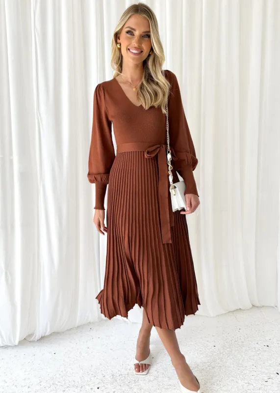 Lorrisa Knit Midi Dress - Chocolate sold by Gingham & Heels