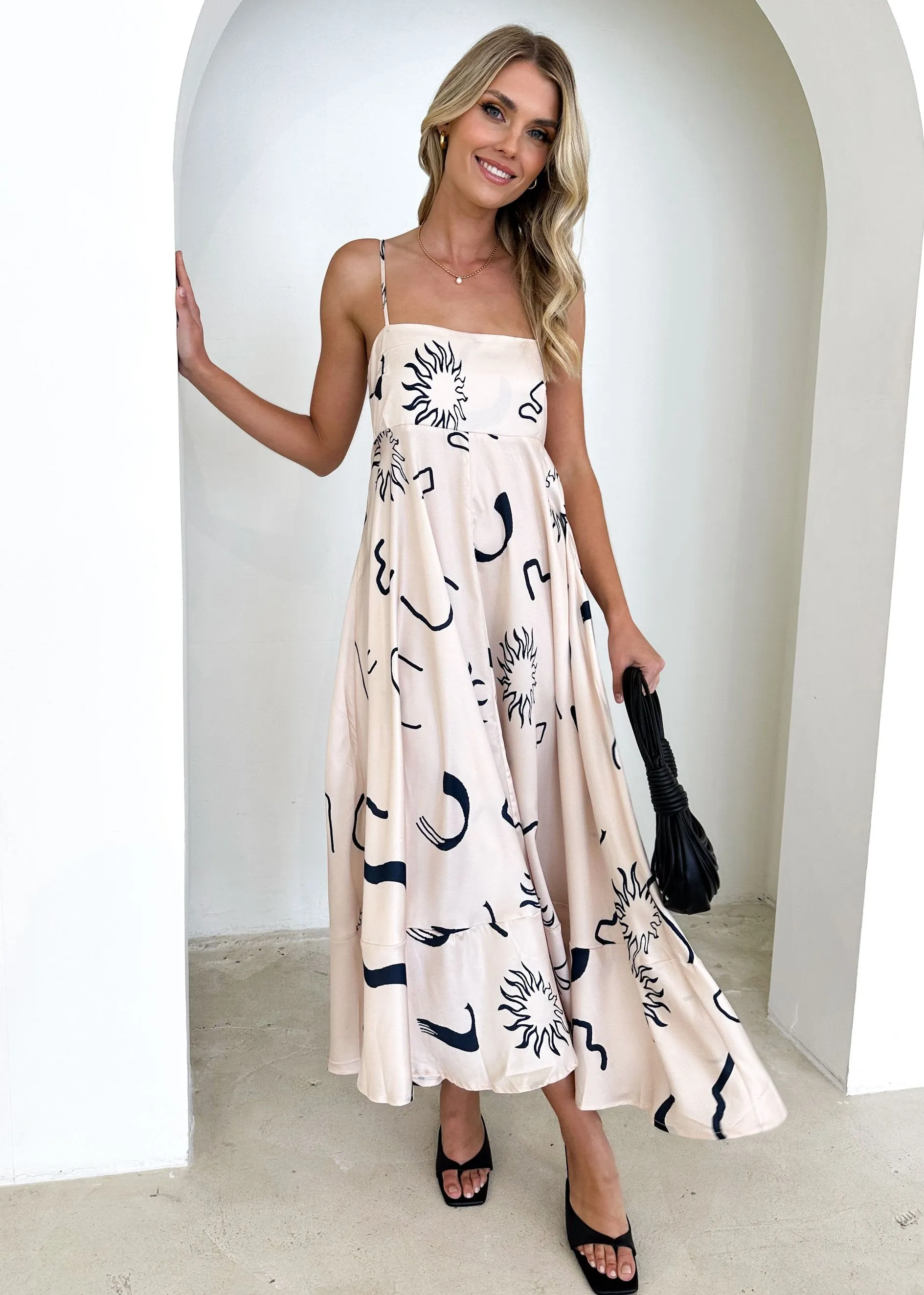 Elide Maxi Dress - Champagne Abstract sold by Gingham & Heels product image thumbnail 2