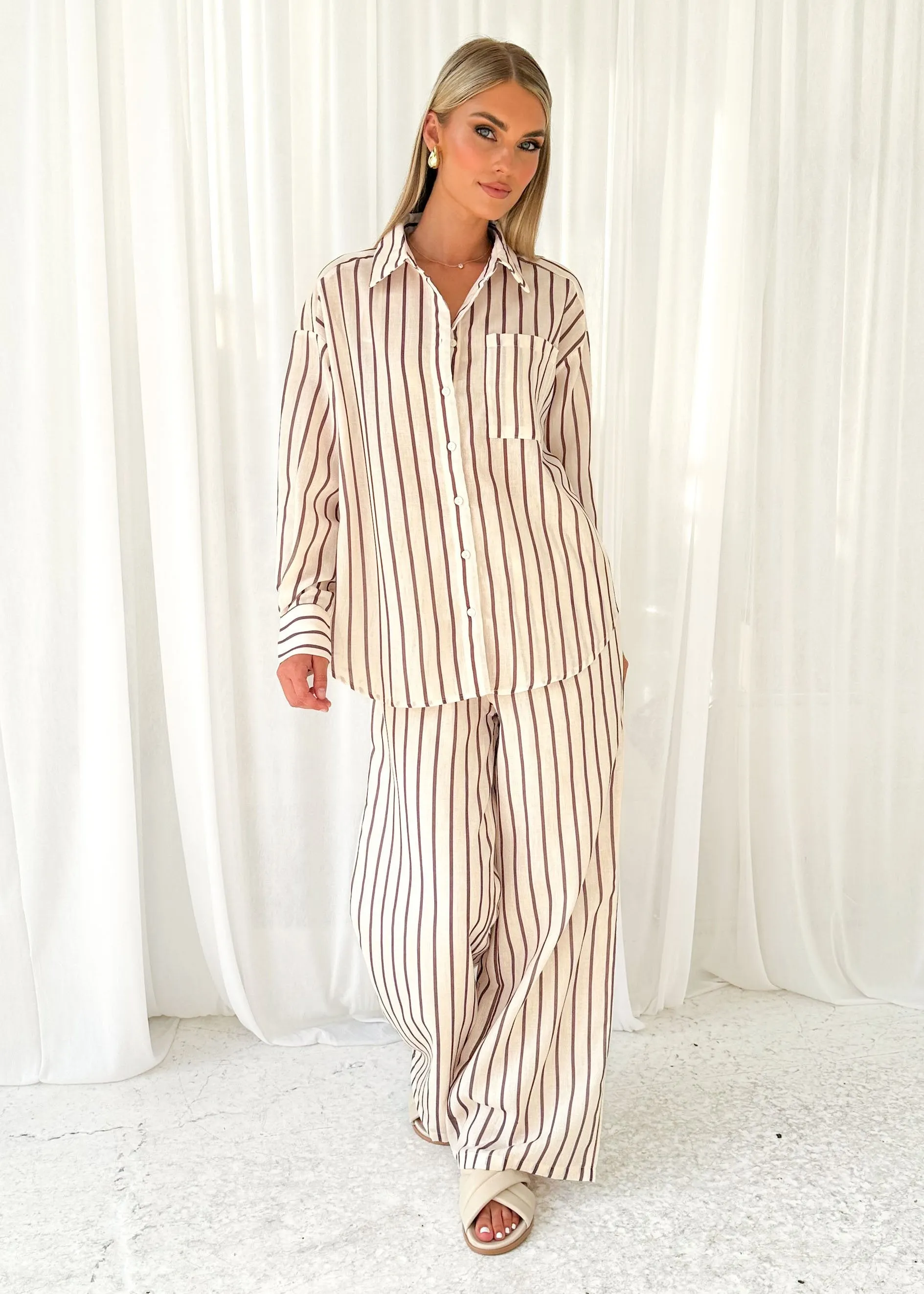 Allura Pants - Choc Stripe sold by Gingham & Heels product image thumbnail 3