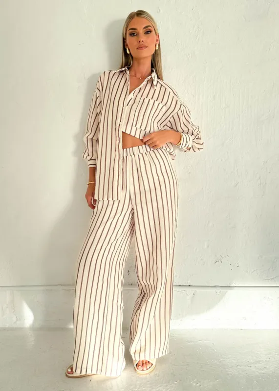 Allura Pants - Choc Stripe sold by Gingham & Heels