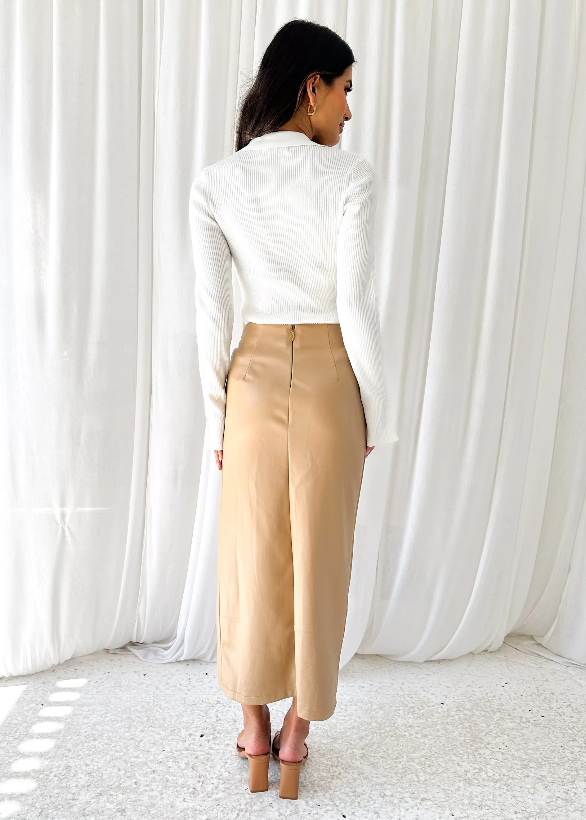 Monet PU Midi Skirt - Camel sold by Gingham & Heels product image thumbnail 5