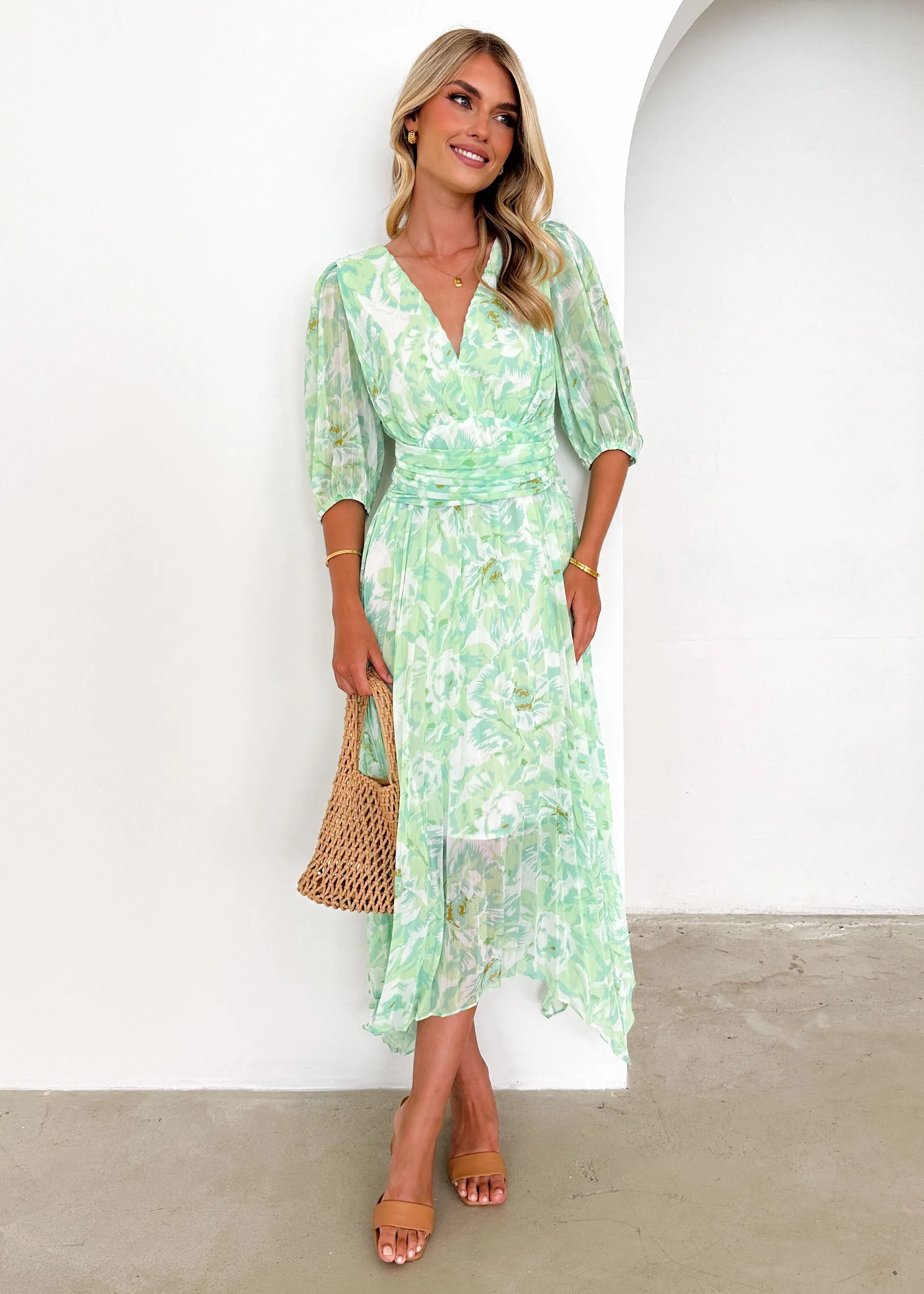 Twinker Midi Dress - Mint Floral sold by Gingham & Heels product image thumbnail 3