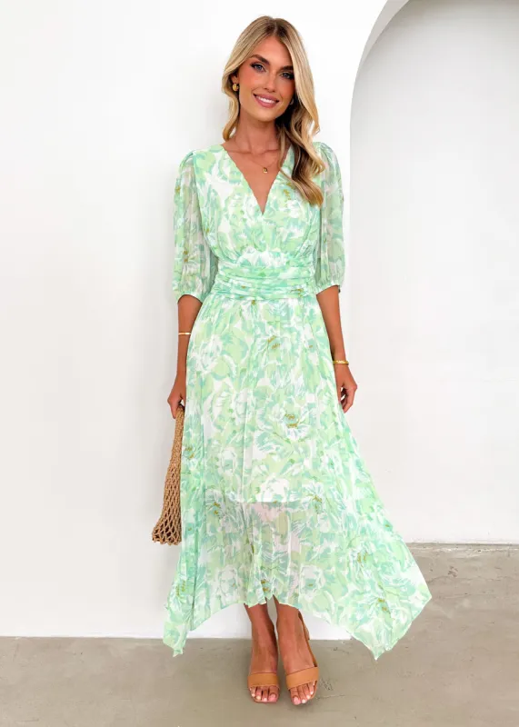 Twinker Midi Dress - Mint Floral sold by Gingham & Heels