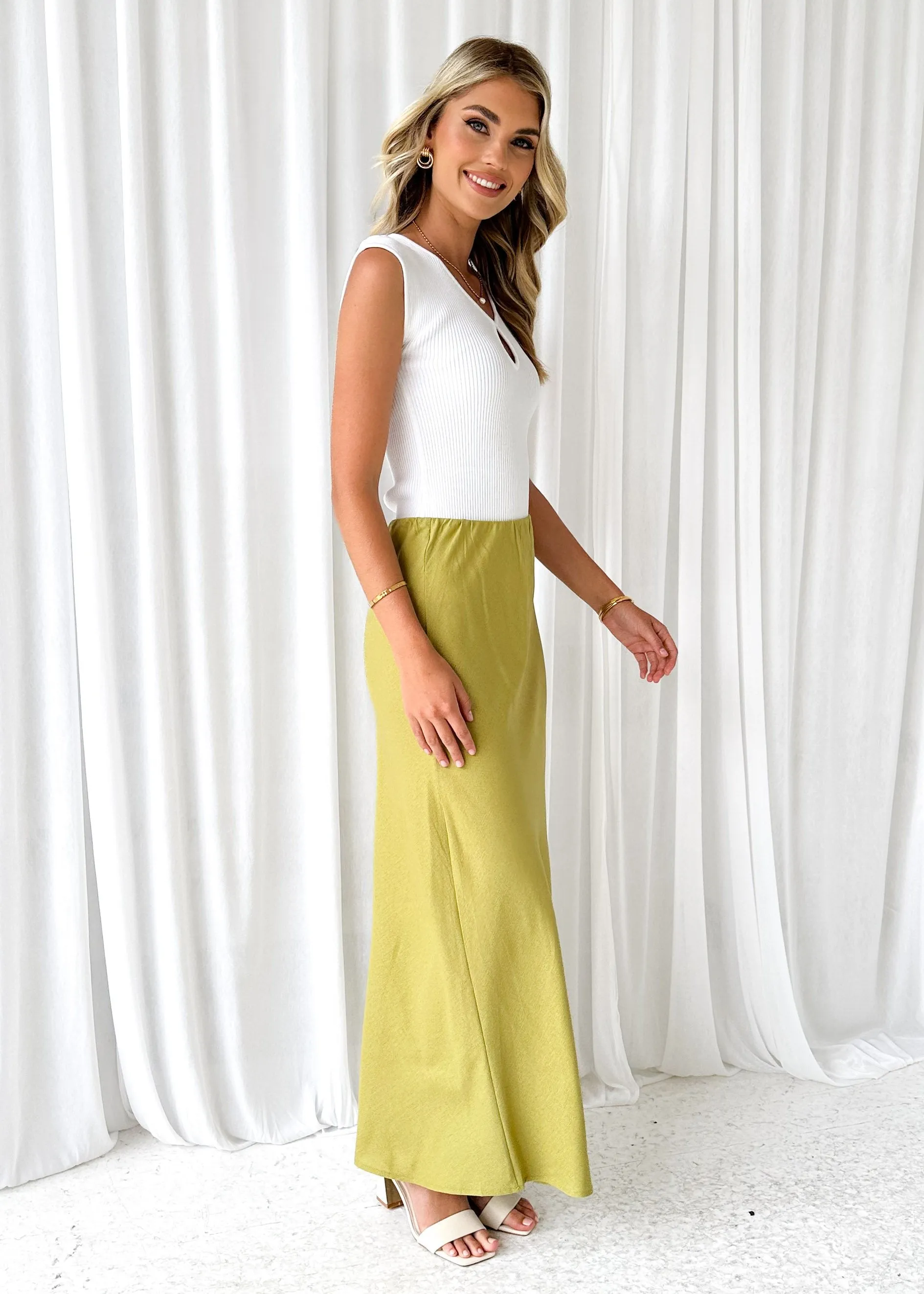 Louso Maxi Skirt - Olive sold by Gingham & Heels product image thumbnail 4
