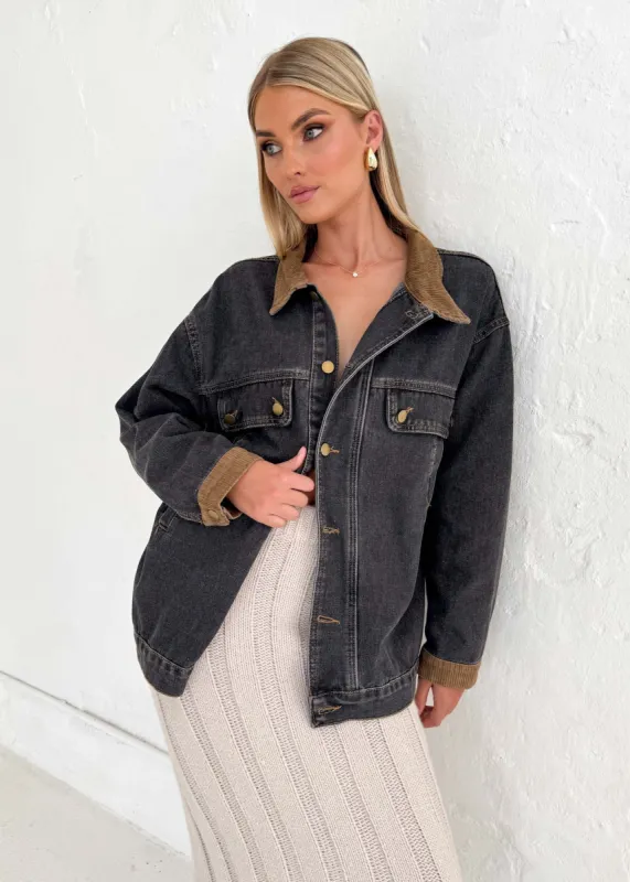 Lamilla Denim Jacket - Washed Black sold by Gingham & Heels