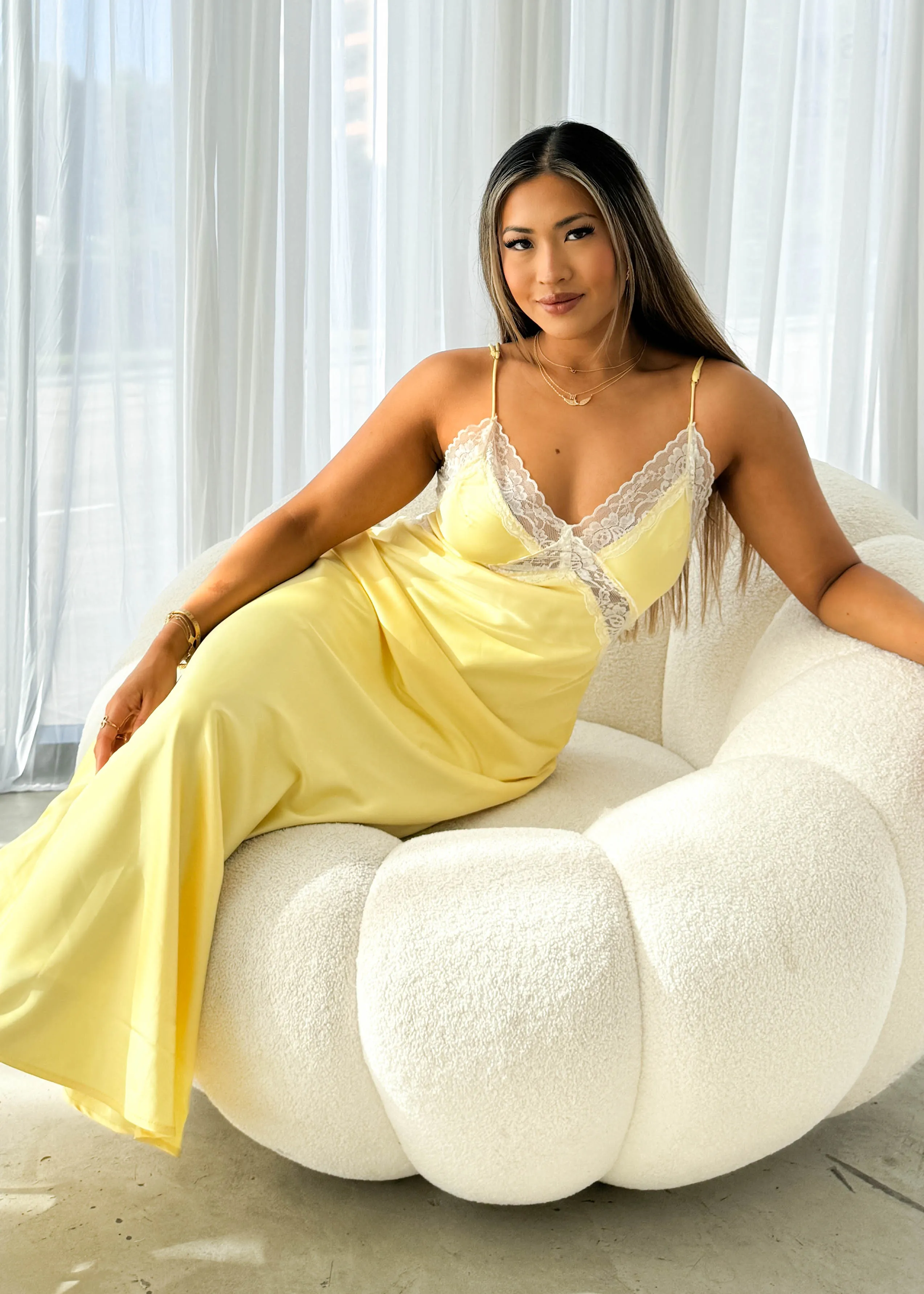 Fraisa Maxi Dress - Lemon sold by Gingham & Heels