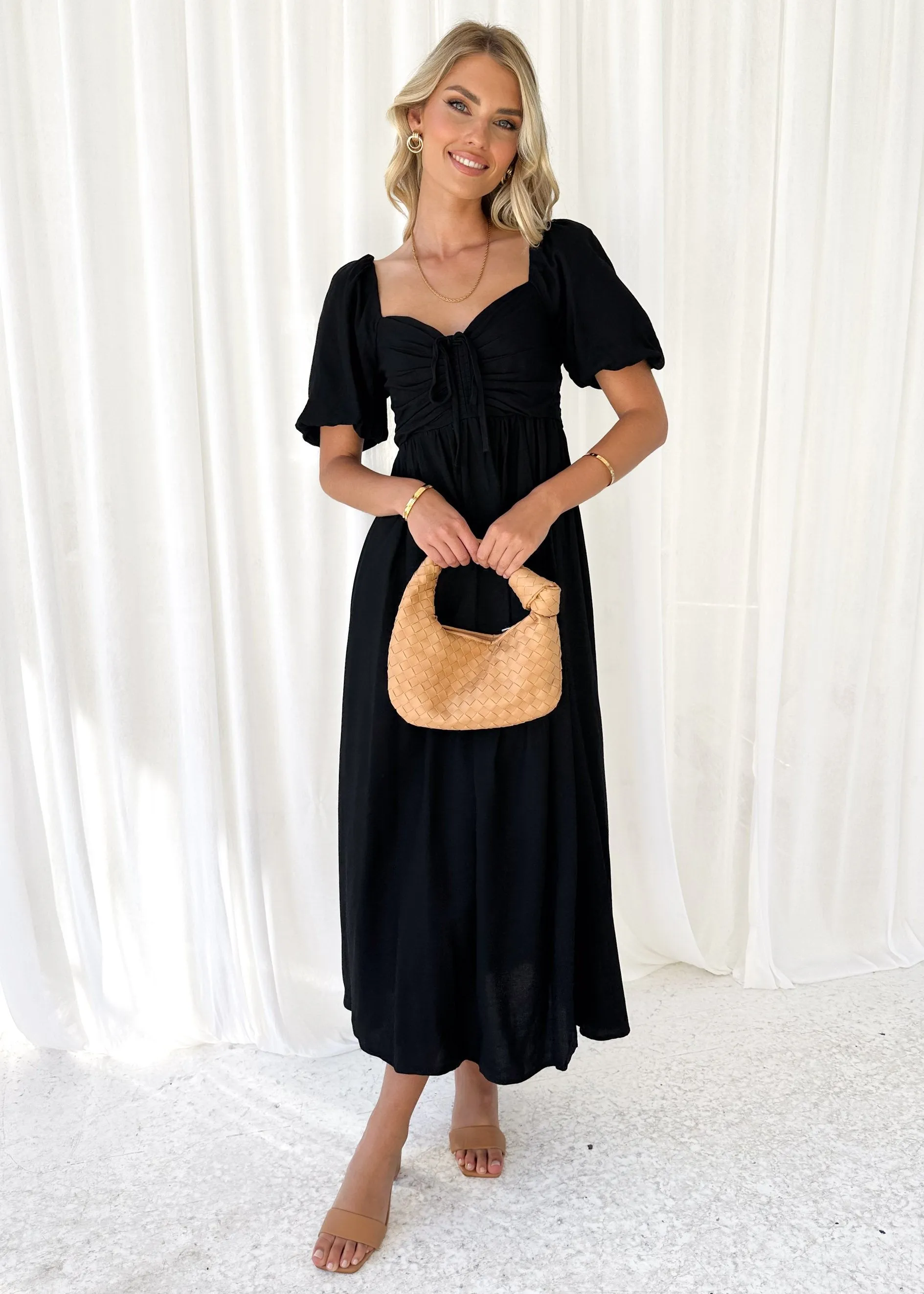 Treate Maxi Dress - Black sold by Gingham & Heels