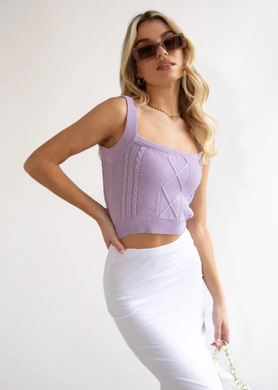 Whistler Knit Crop - Lilac sold by Gingham & Heels
