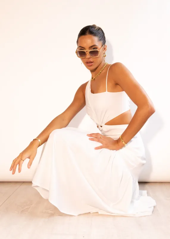 Deltia One Shoulder Maxi Dress - Off White sold by Gingham & Heels