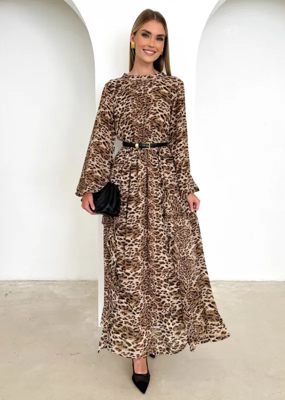 Carina Maxi Dress - Leopard sold by Gingham & Heels