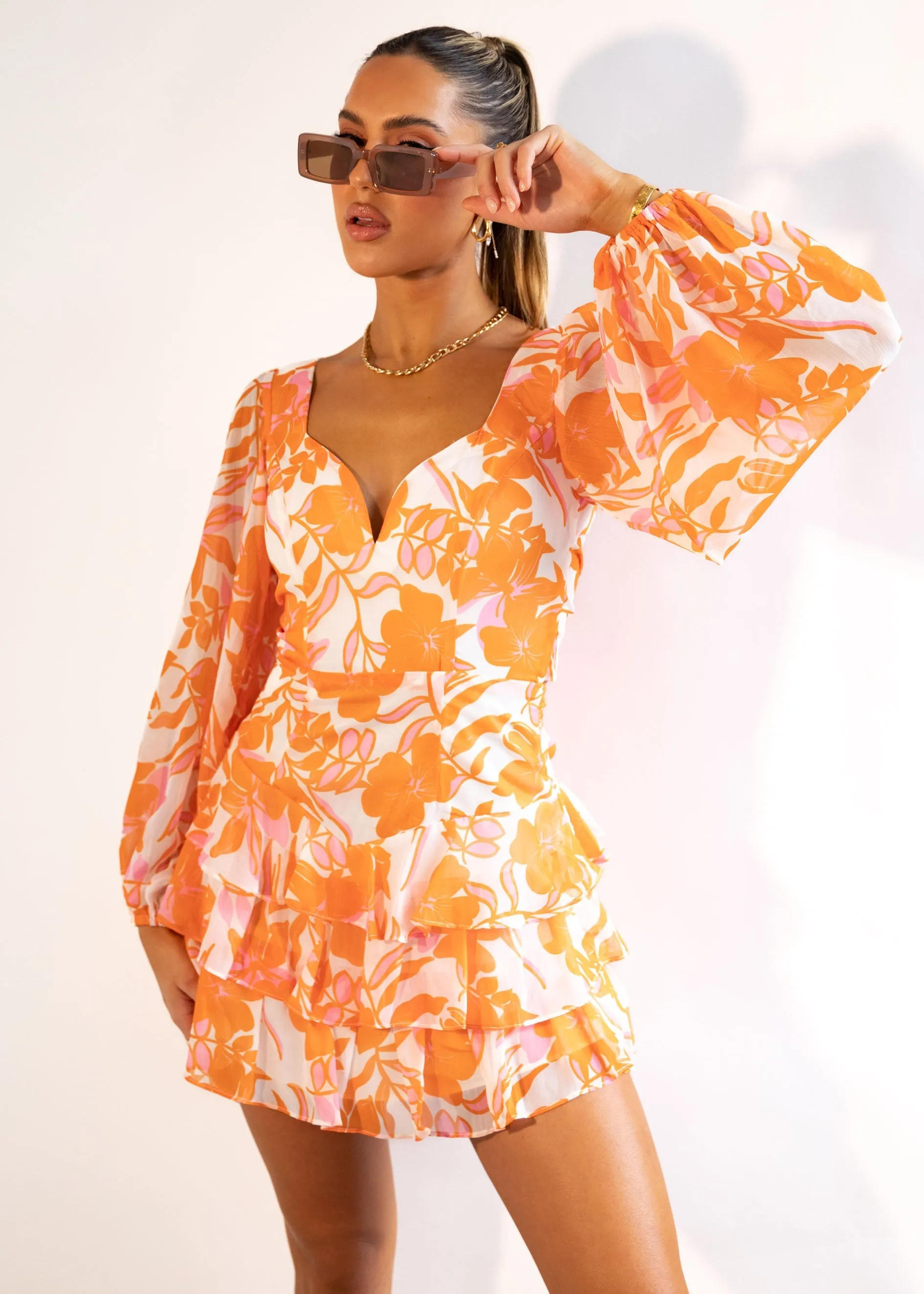 Stilla Mini Dress - Orange Flowers sold by Gingham & Heels product image thumbnail 3