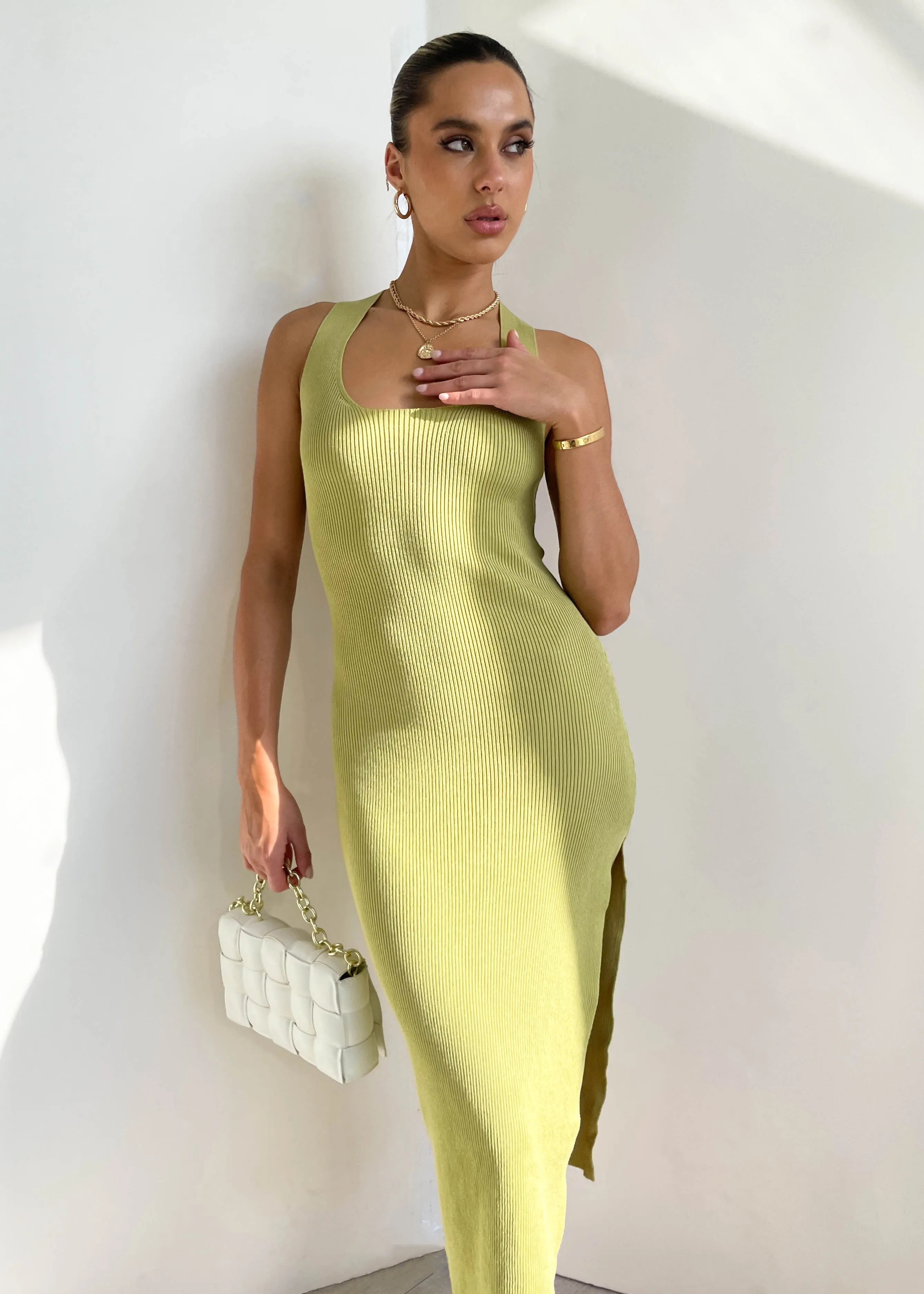 Love Stoned Knit Midi Dress - Olive sold by Gingham & Heels product image thumbnail 2