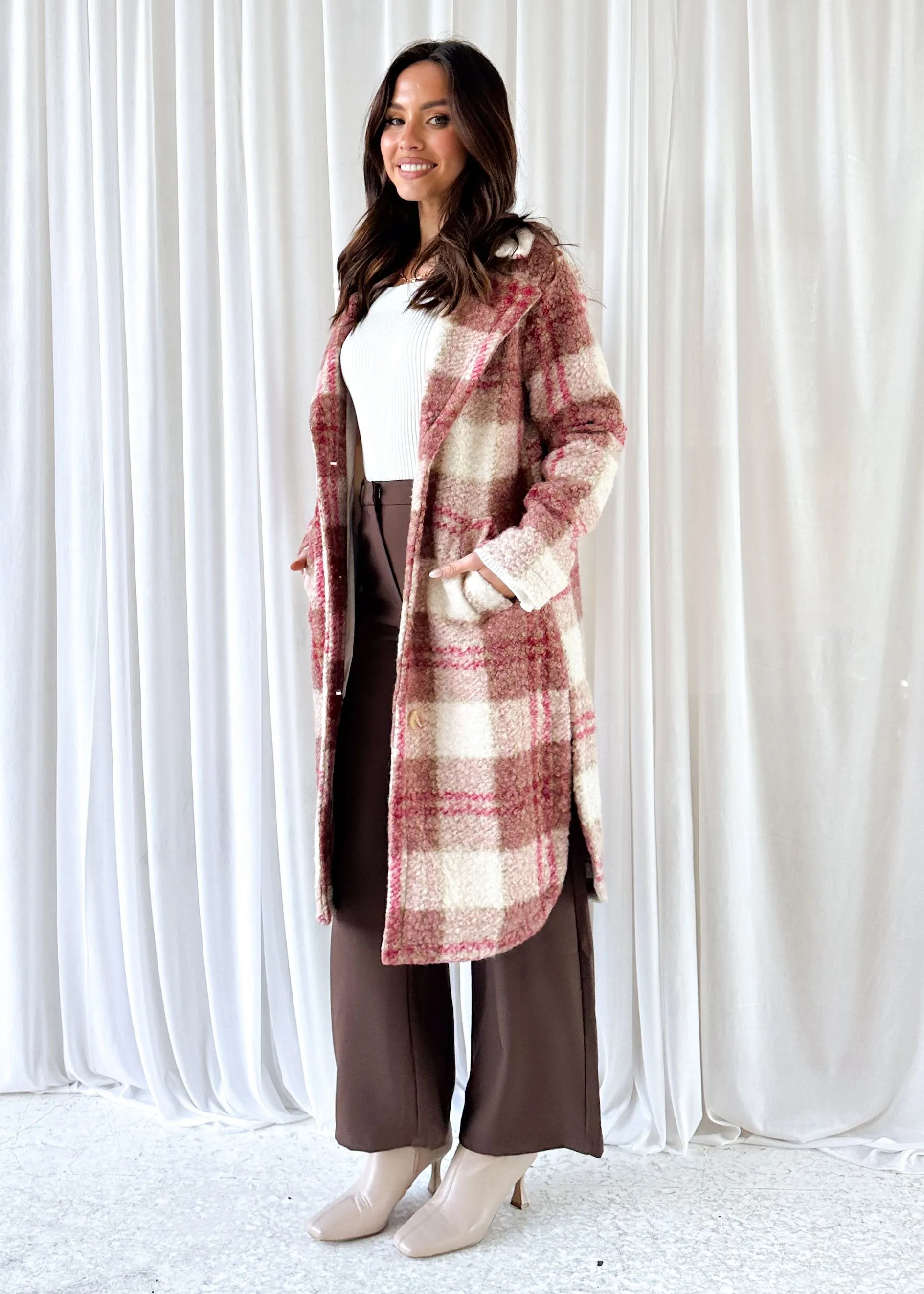 Charlee Coat - Magenta Check sold by Gingham & Heels product image thumbnail 5