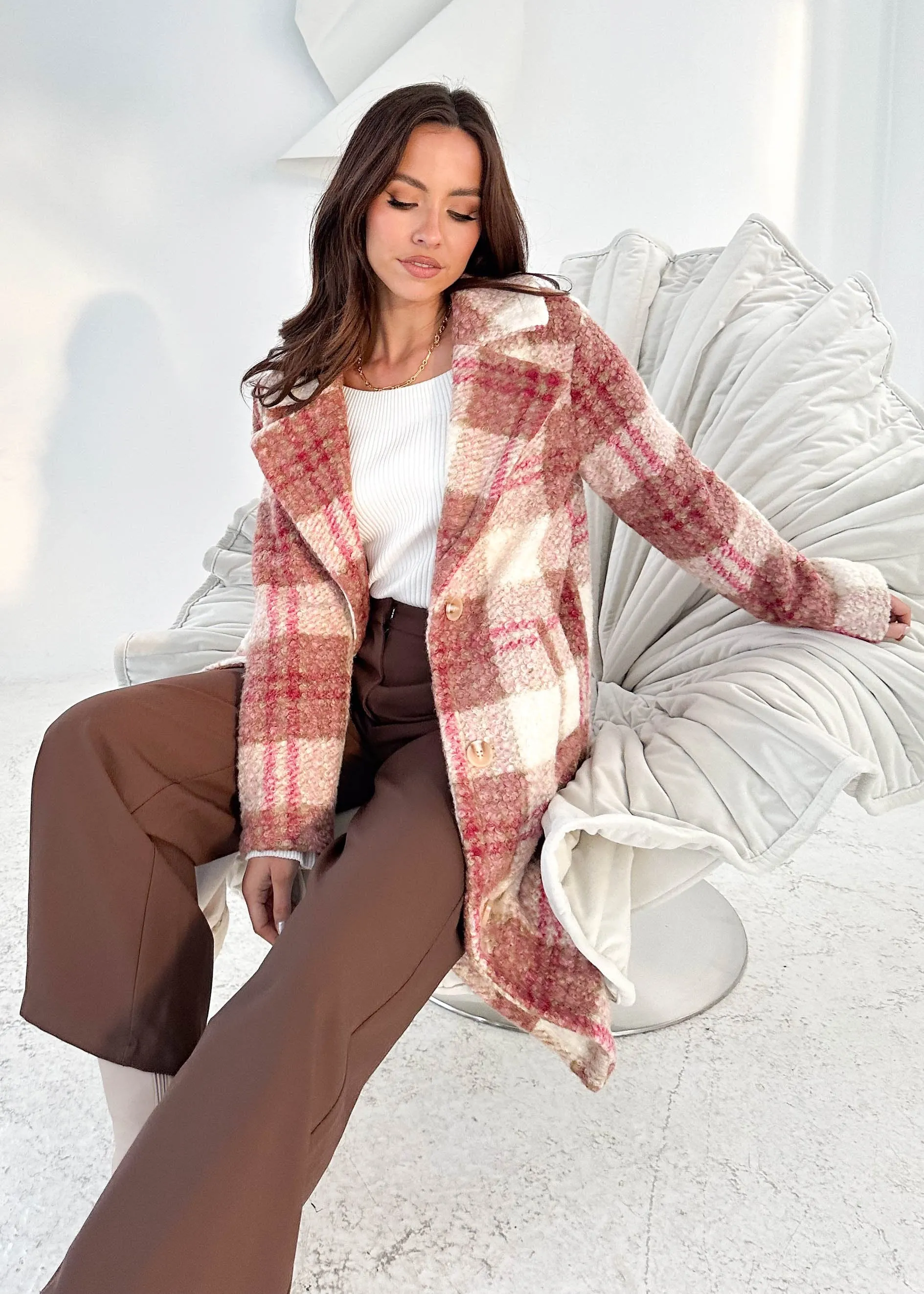 Charlee Coat - Magenta Check sold by Gingham & Heels product image thumbnail 3