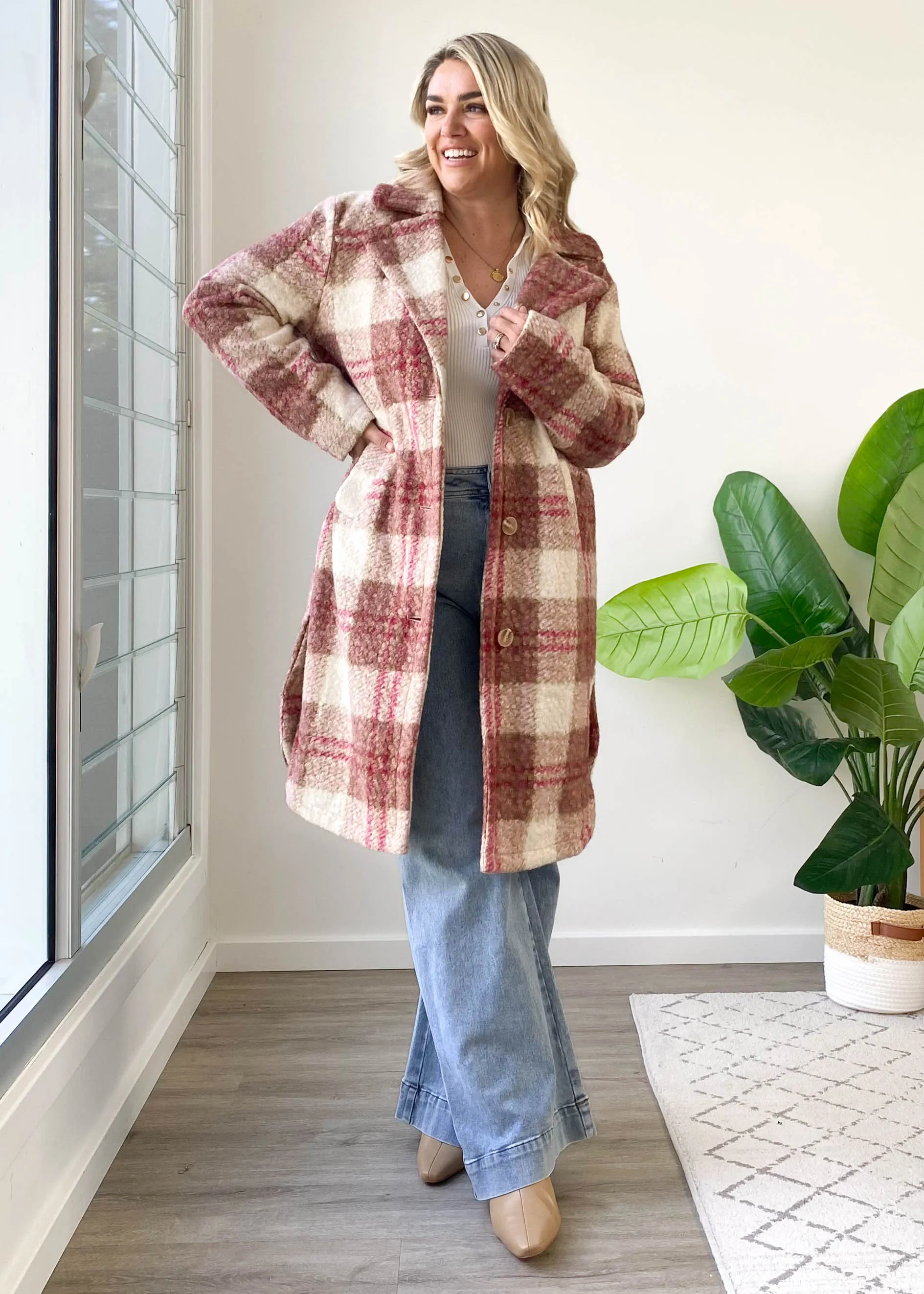 Charlee Coat - Magenta Check sold by Gingham & Heels product image thumbnail 2