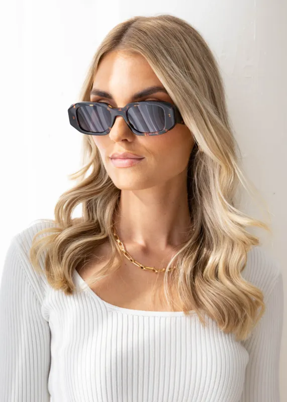 The Nina Sunglasses - Amber Tort-Jet sold by Gingham & Heels