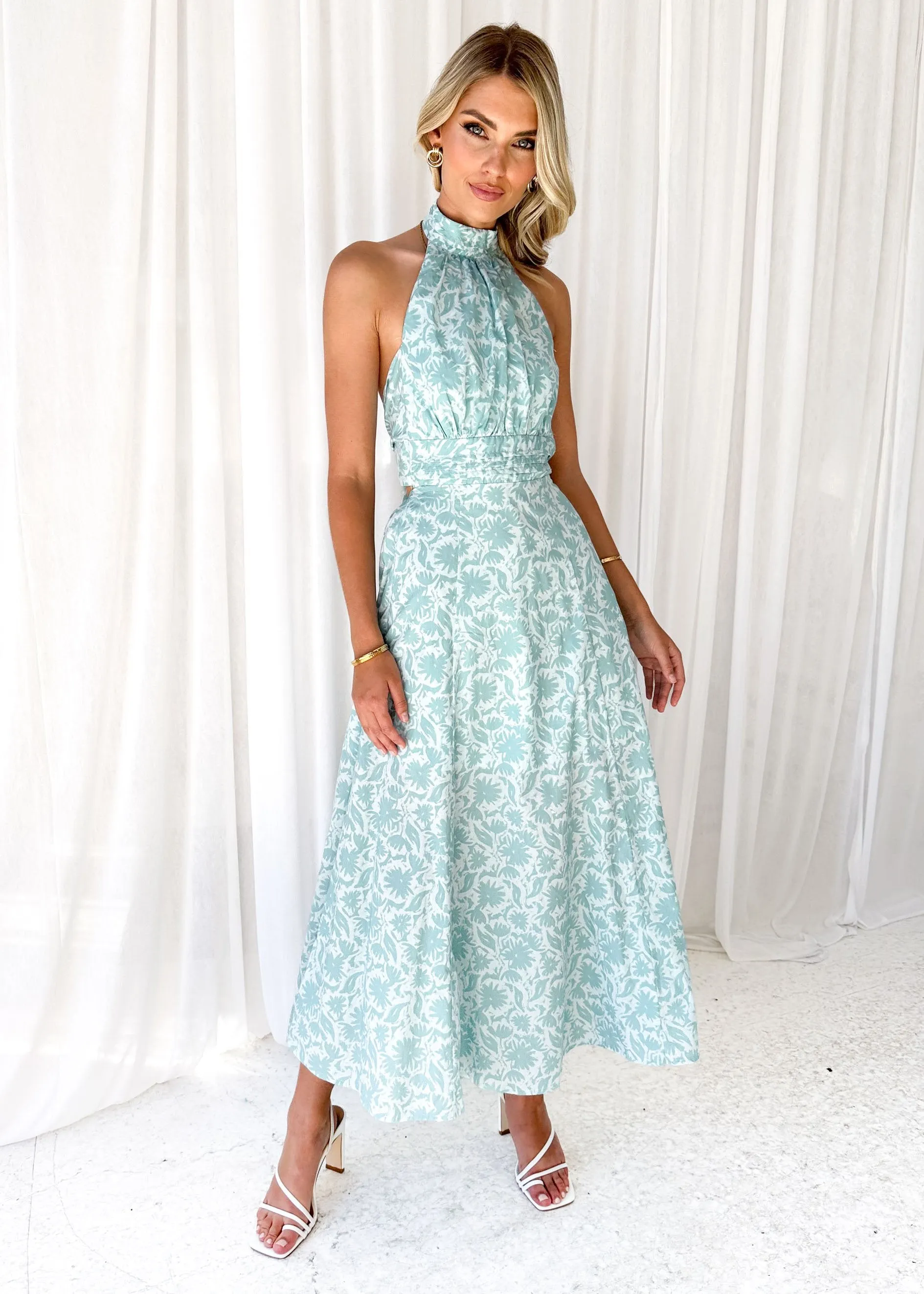 Laylo Halter Maxi Dress - Blue Floral sold by Gingham & Heels product image thumbnail 2