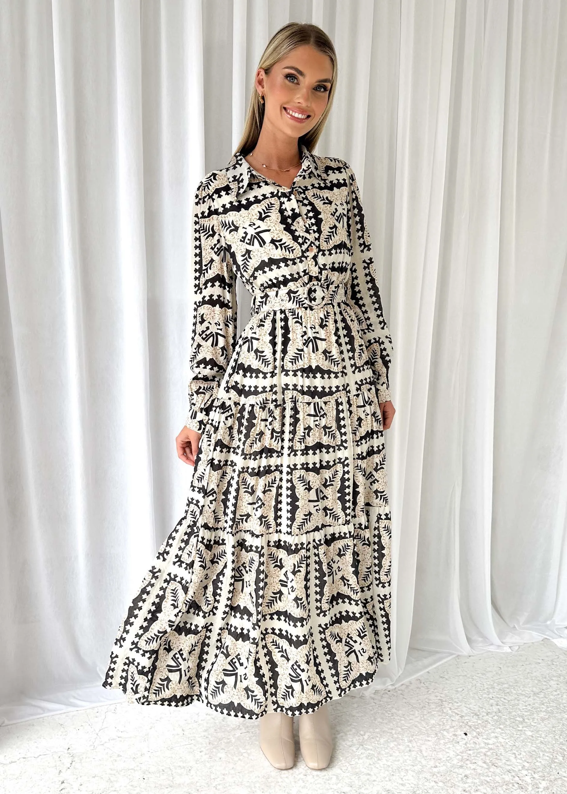 Jeltra Maxi Dress - Black Paisley sold by Gingham & Heels