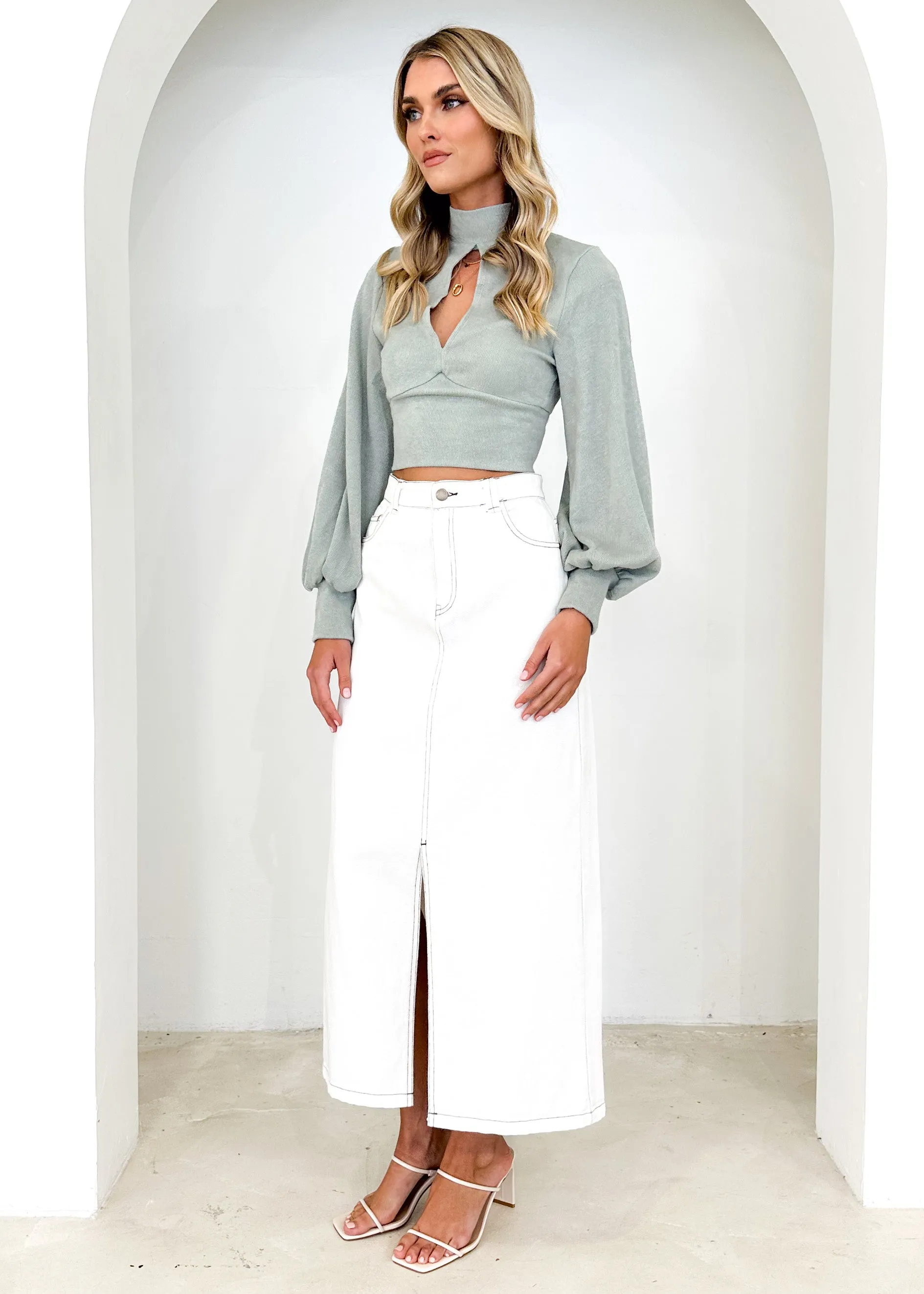 Steffi Knit Crop - Sage sold by Gingham & Heels product image thumbnail 4