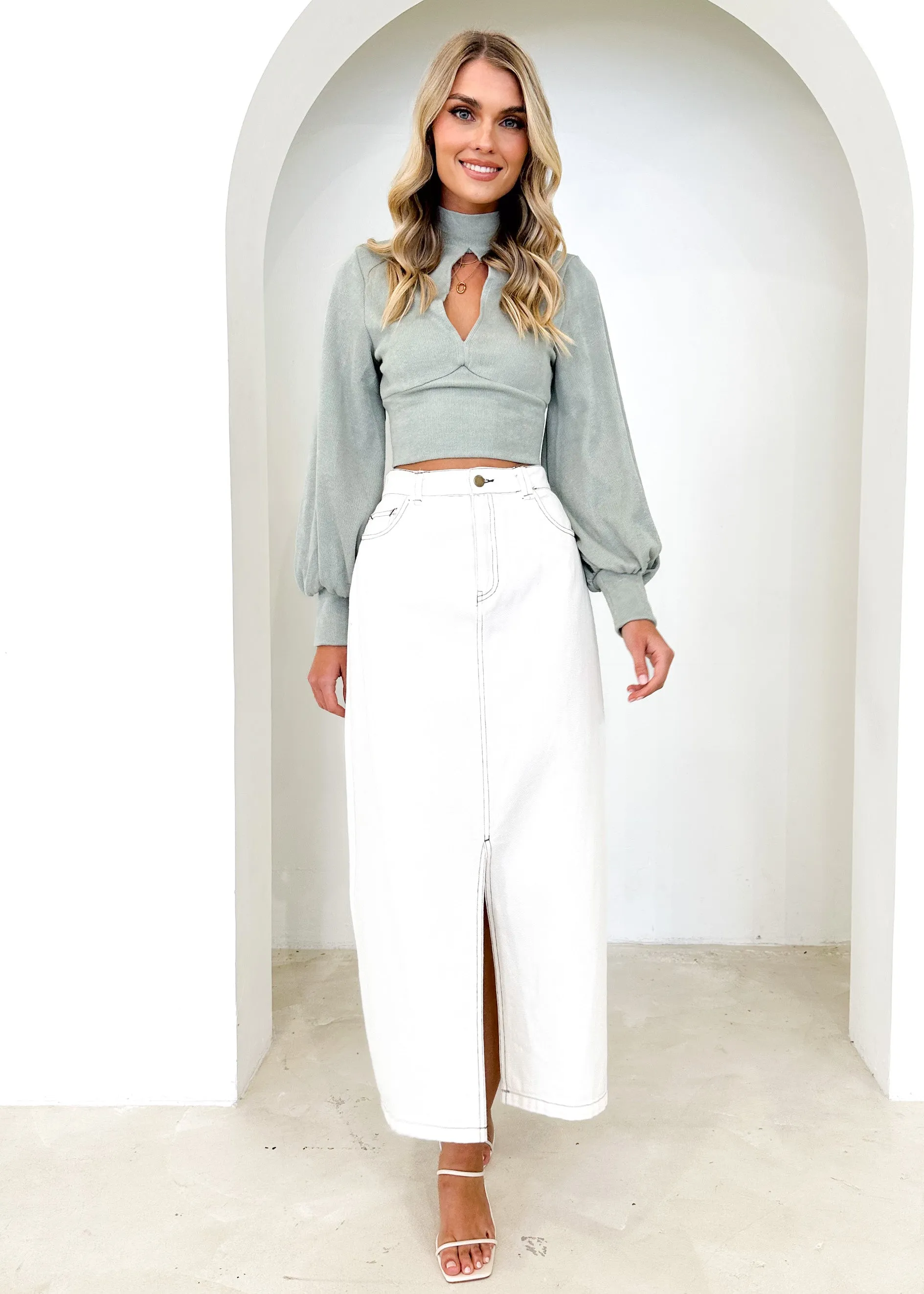 Steffi Knit Crop - Sage sold by Gingham & Heels product image thumbnail 3