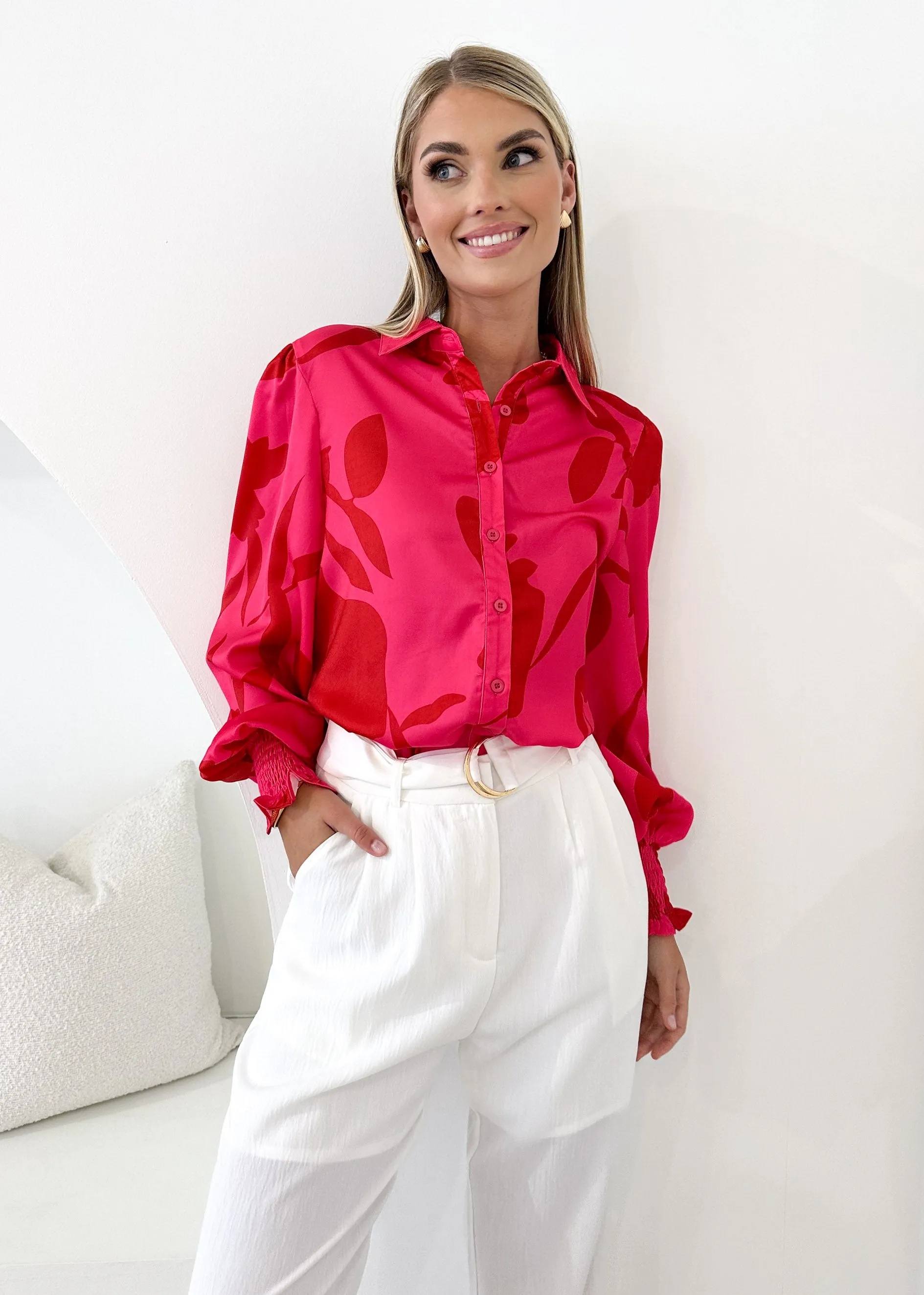 Tiarnia Shirt - Crimson Leaf sold by Gingham & Heels