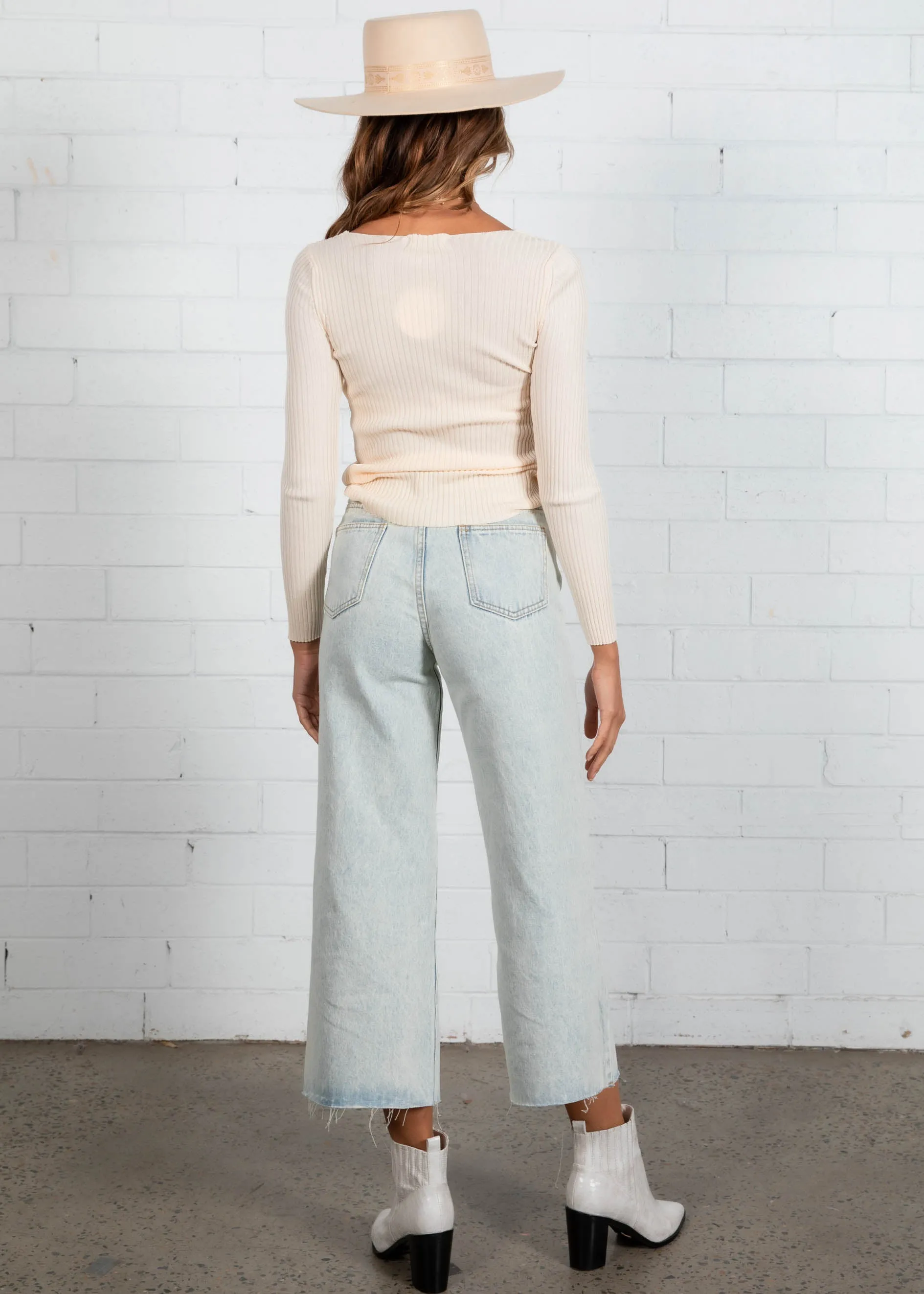 Tallow Rib Knit Top - Cream sold by Gingham & Heels product image thumbnail 5