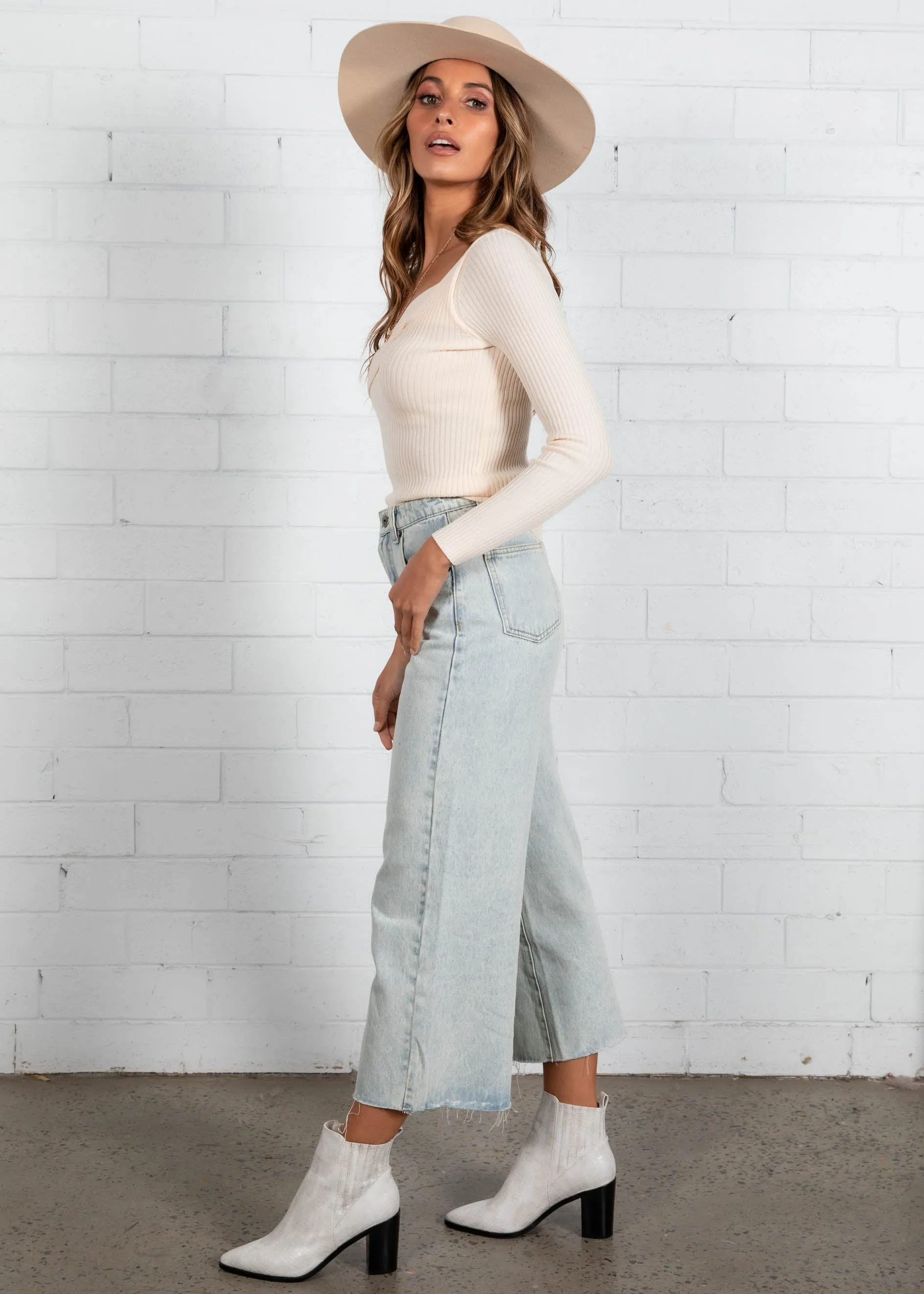 Tallow Rib Knit Top - Cream sold by Gingham & Heels product image thumbnail 4