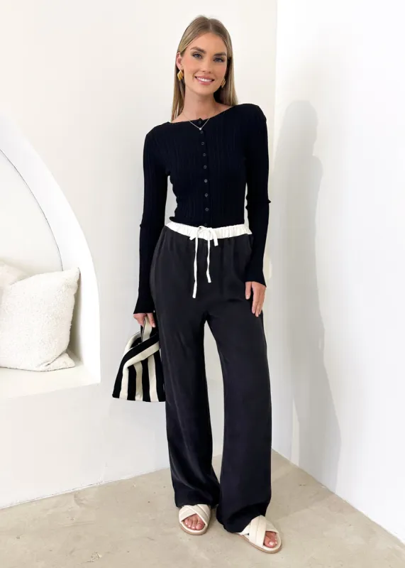 Alexis Cupro Pants - Black sold by Gingham & Heels